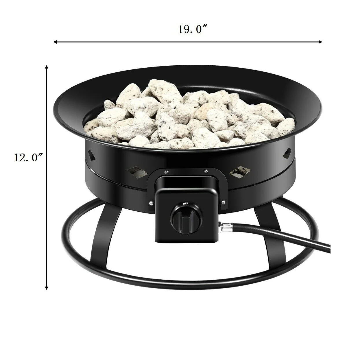 58,000 BTU Firebowl Outdoor Portable Propane Fire Pit, Black - Image 6