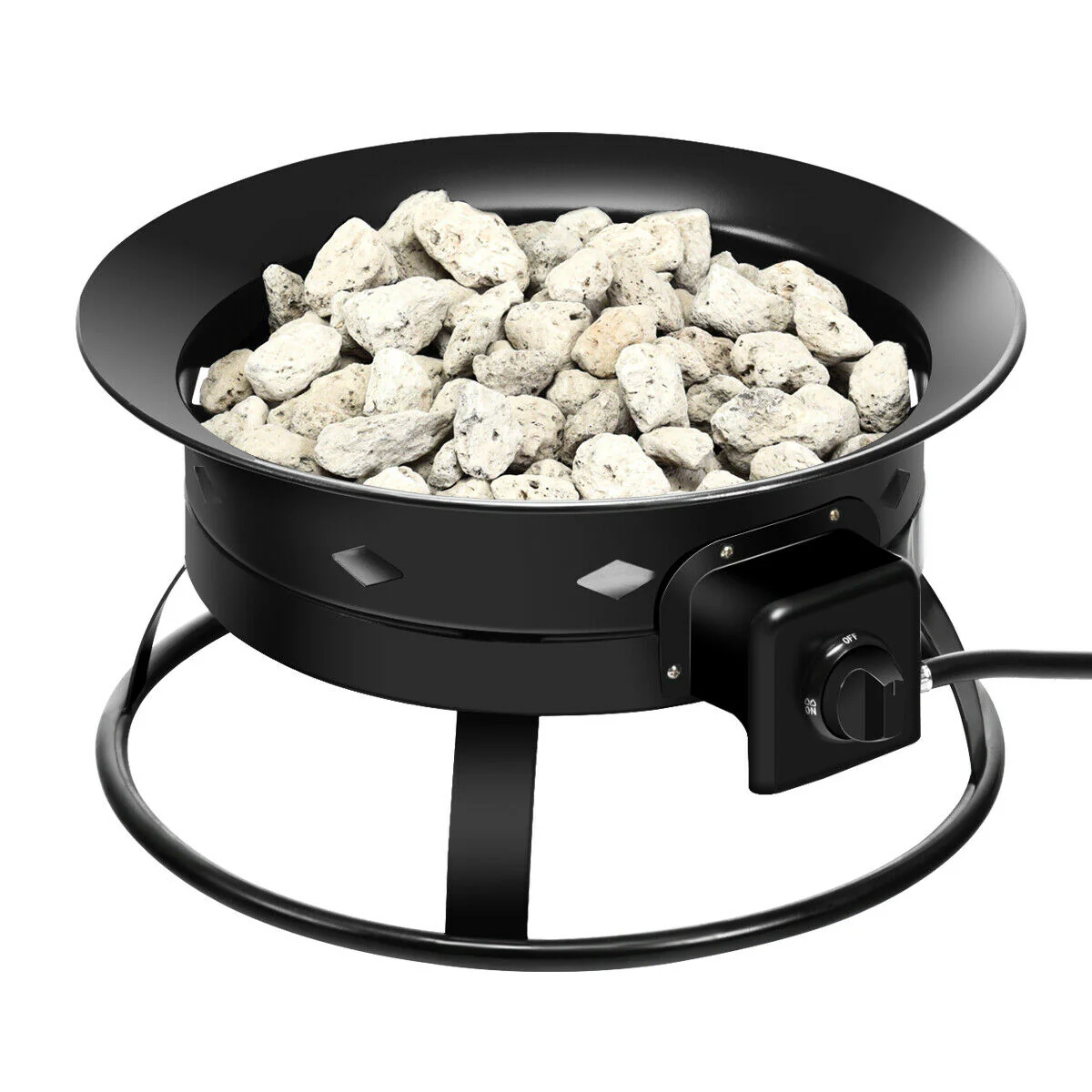 58,000 BTU Firebowl Outdoor Portable Propane Fire Pit, Black - Image 7