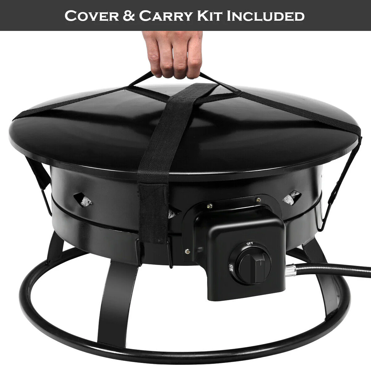 58,000 BTU Firebowl Outdoor Portable Propane Fire Pit, Black - Image 9