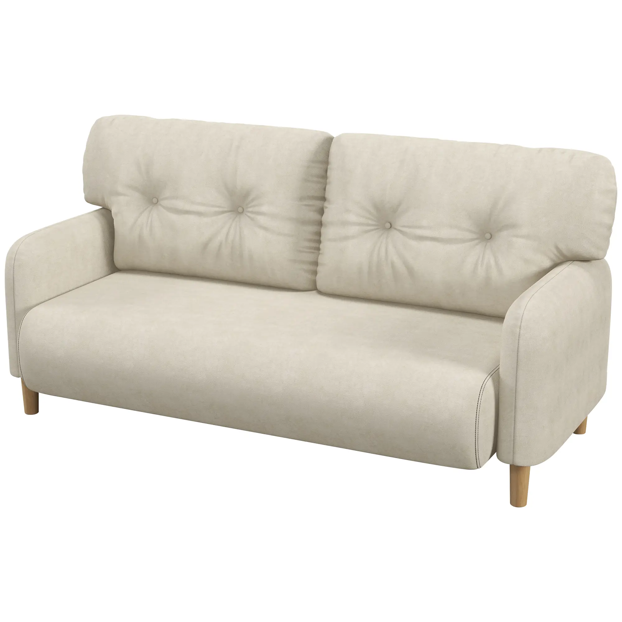 58" 2 Seat Sofa, Modern Love Seat, Upholstered Couch, Solid Wood Frame, Beige - Image 11