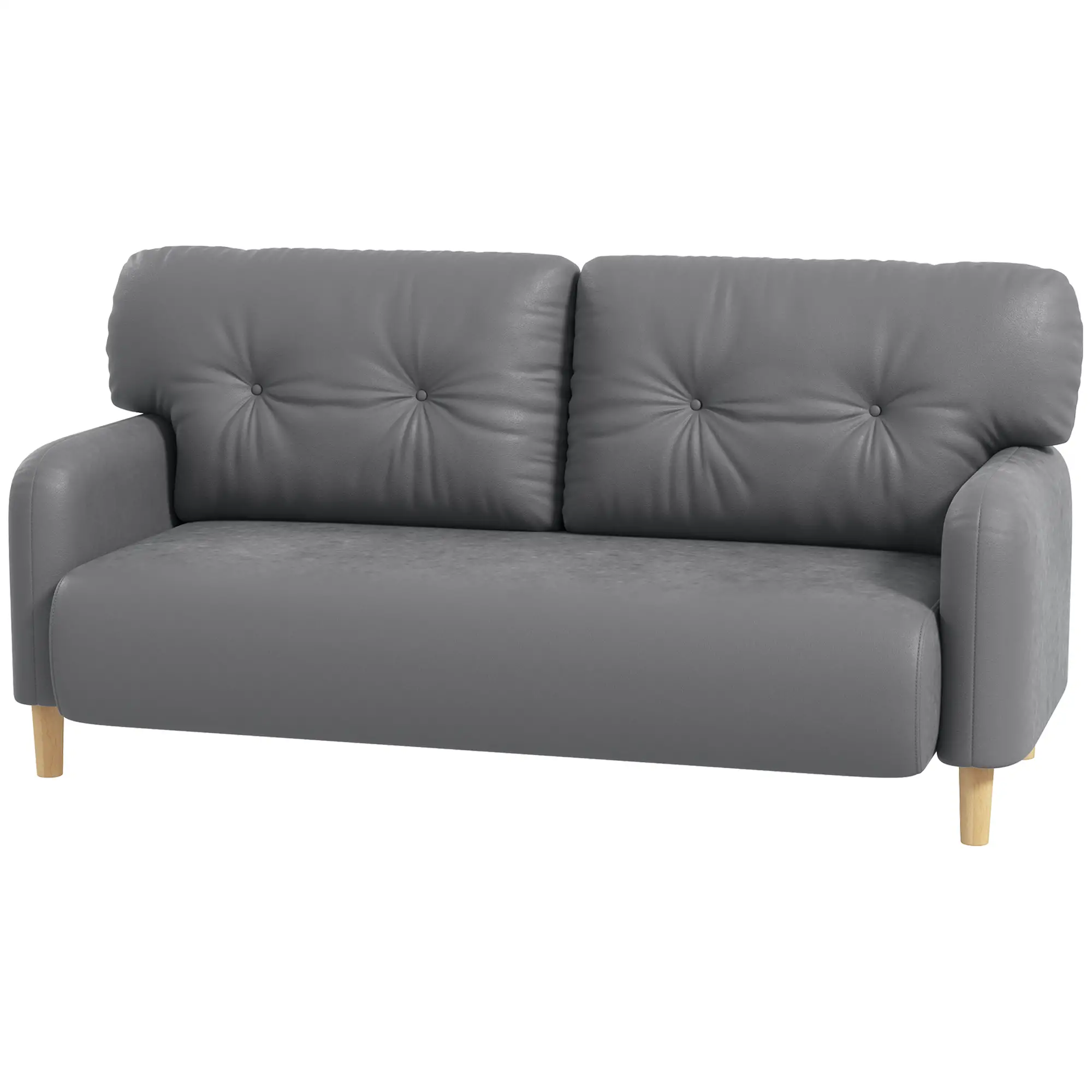 58" 2 Seat Sofa, Modern Love Seat, Upholstered Couch, Solid Wood Frame, Grey - Image 11