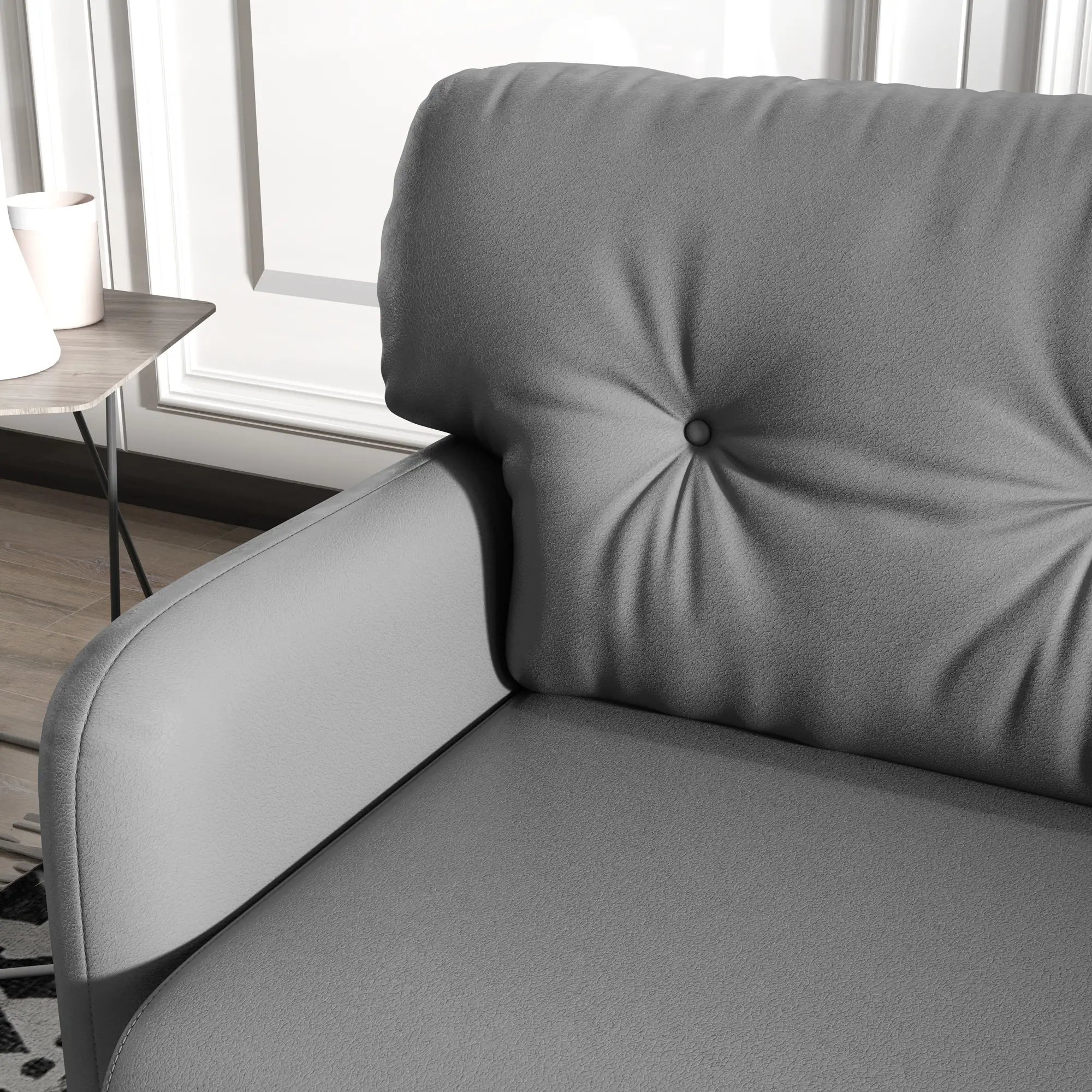 58" 2 Seat Sofa, Modern Love Seat, Upholstered Couch, Solid Wood Frame, Grey - Image 9