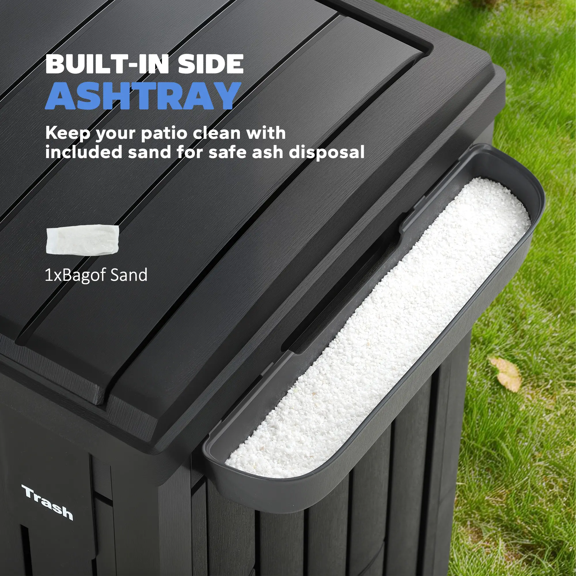 58 Gallon Double Outdoor Garbage Bin, Dual Lid, Plastic Waste Trash Can, Black - Image 6