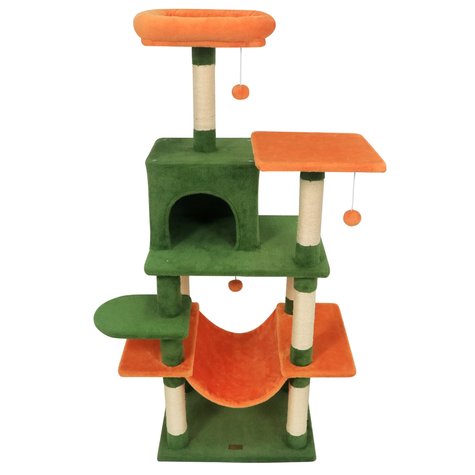 58" Multi-Level Cat Tree Soft Plush Cat Tower with Padded Top Perch, Green - Image 5