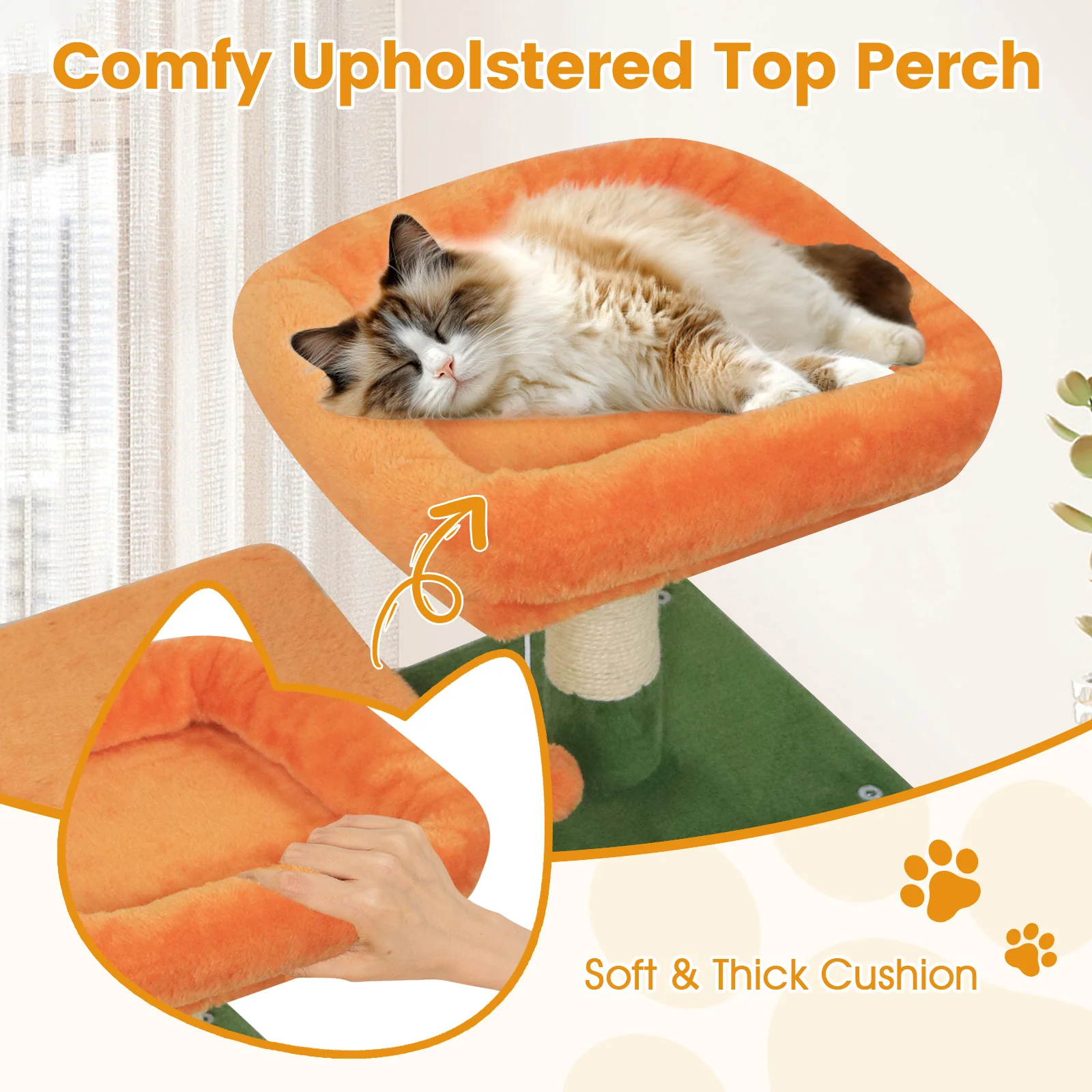 58" Multi-Level Cat Tree Soft Plush Cat Tower with Padded Top Perch, Green - Image 9