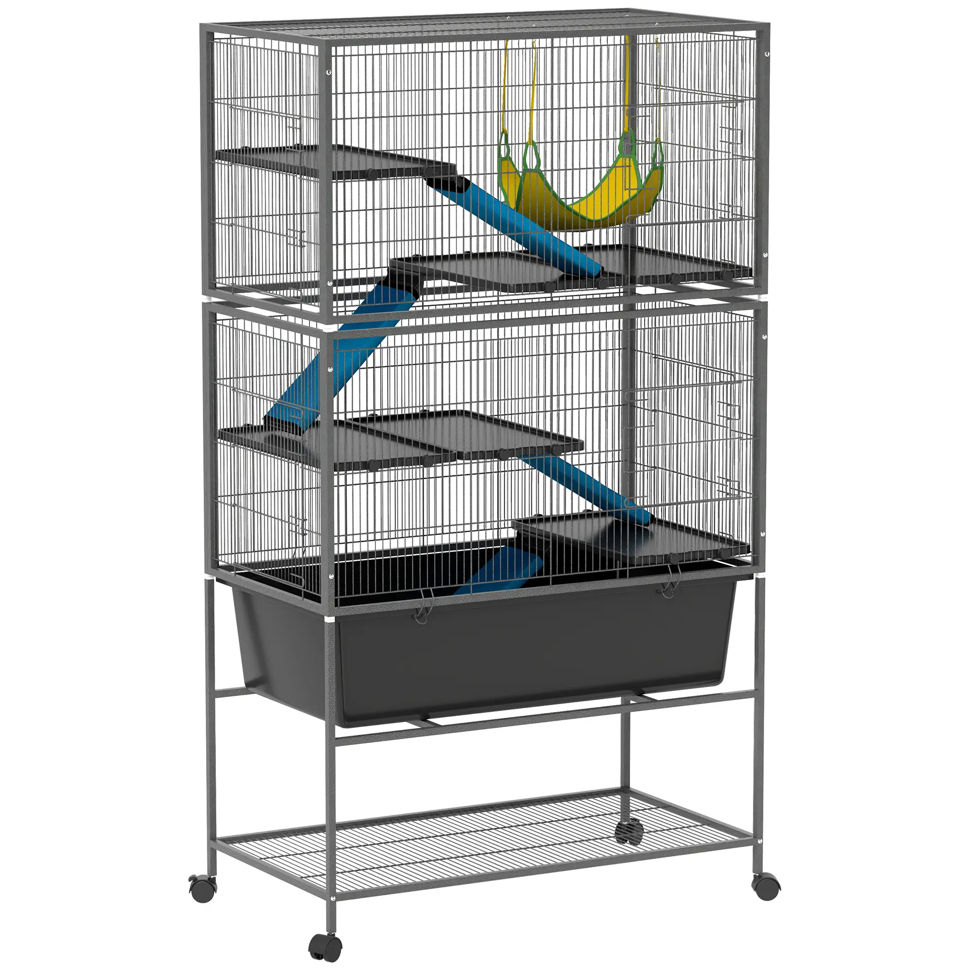 59 Inch 5 Level Small Animal Cage, Rolling Ferret Cage, Dark Grey - Image 11
