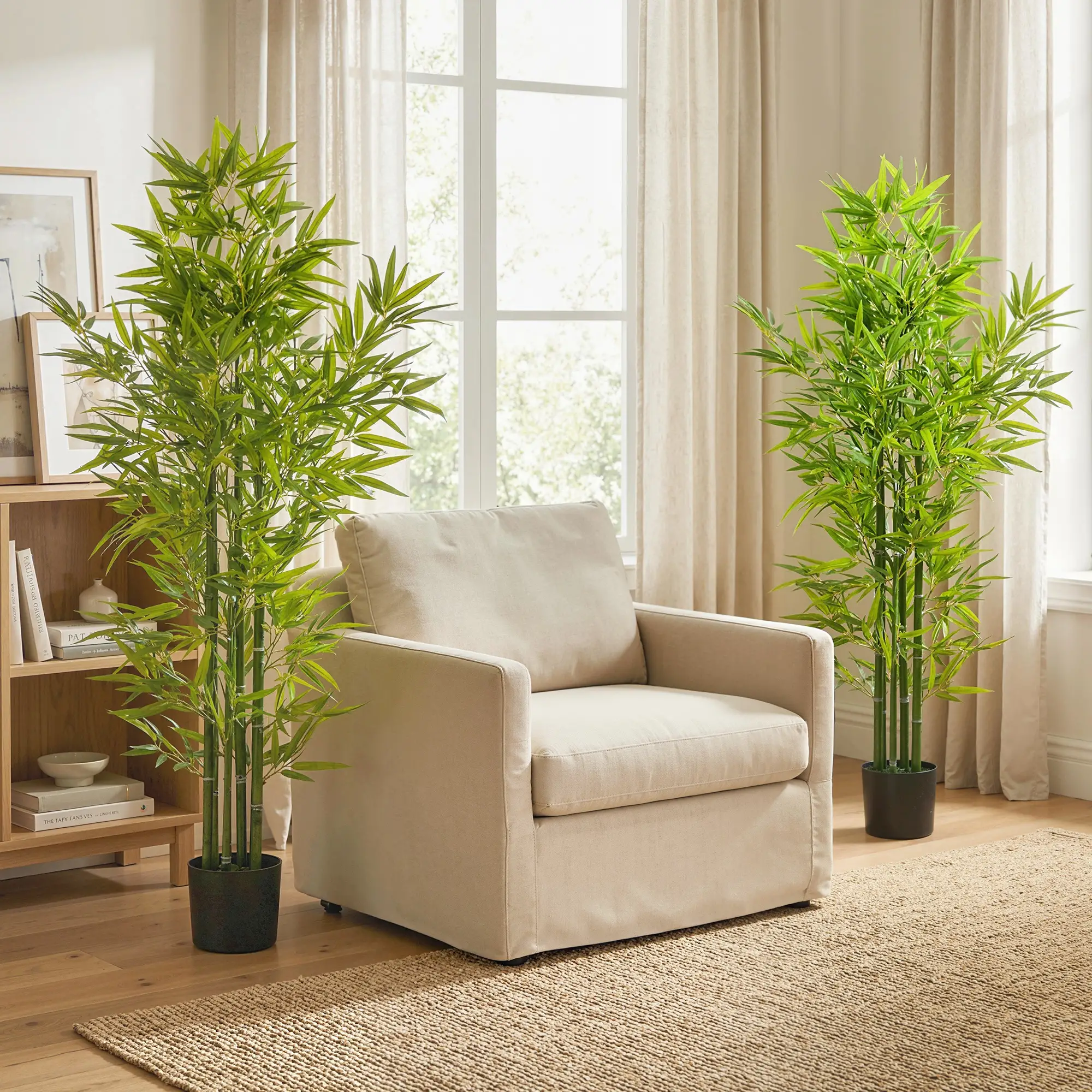 5FT Artificial Bamboo Tree, Faux Decorative Plant, Set of 2 - Image 2