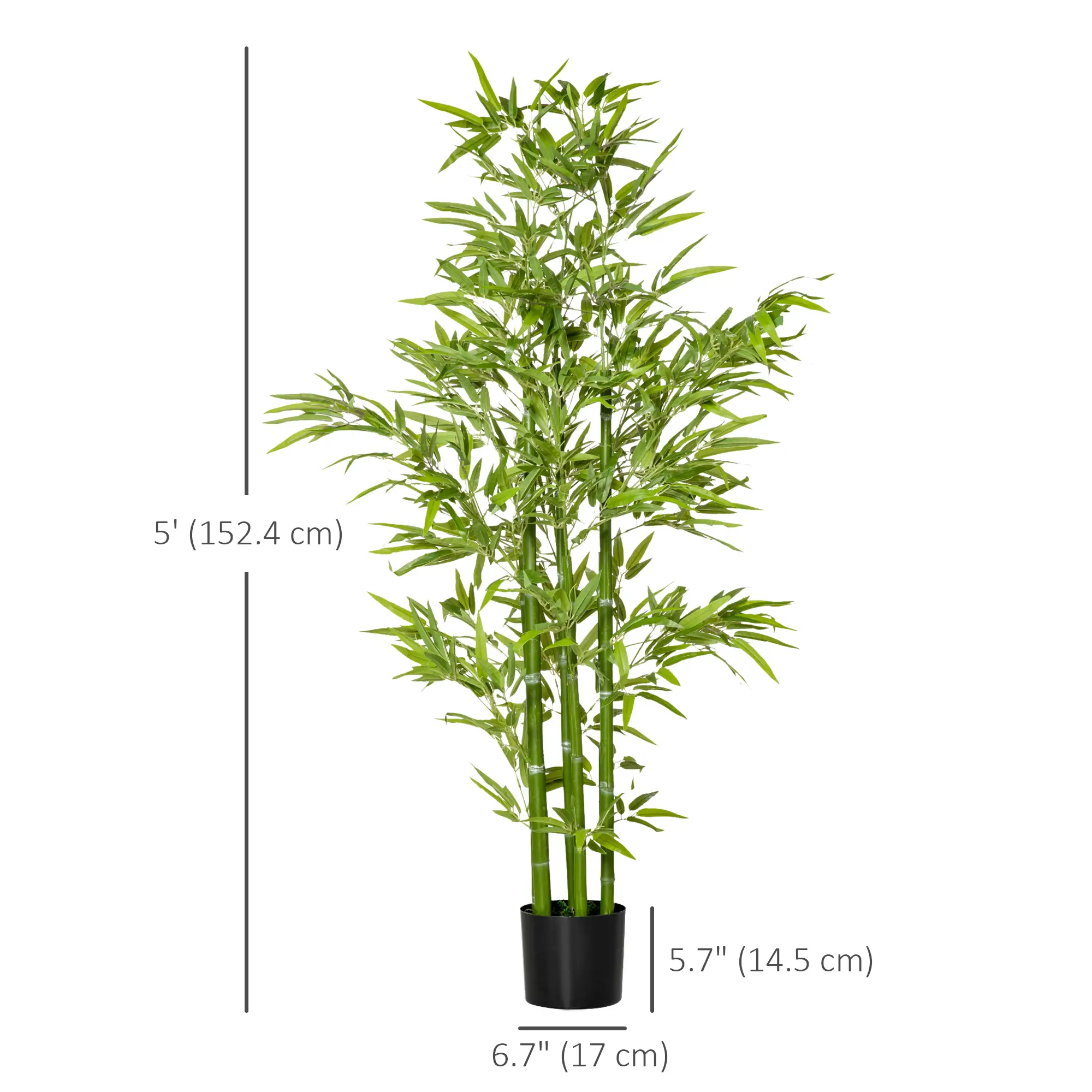 5FT Artificial Bamboo Tree, Faux Plant in Nursery Pot, Indoor Decor - Image 3