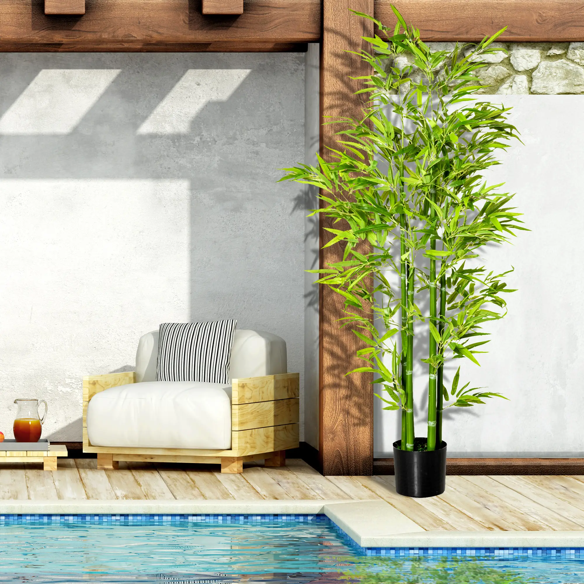 5FT Artificial Bamboo Tree, Faux Plant in Nursery Pot, Indoor Decor - Image 4