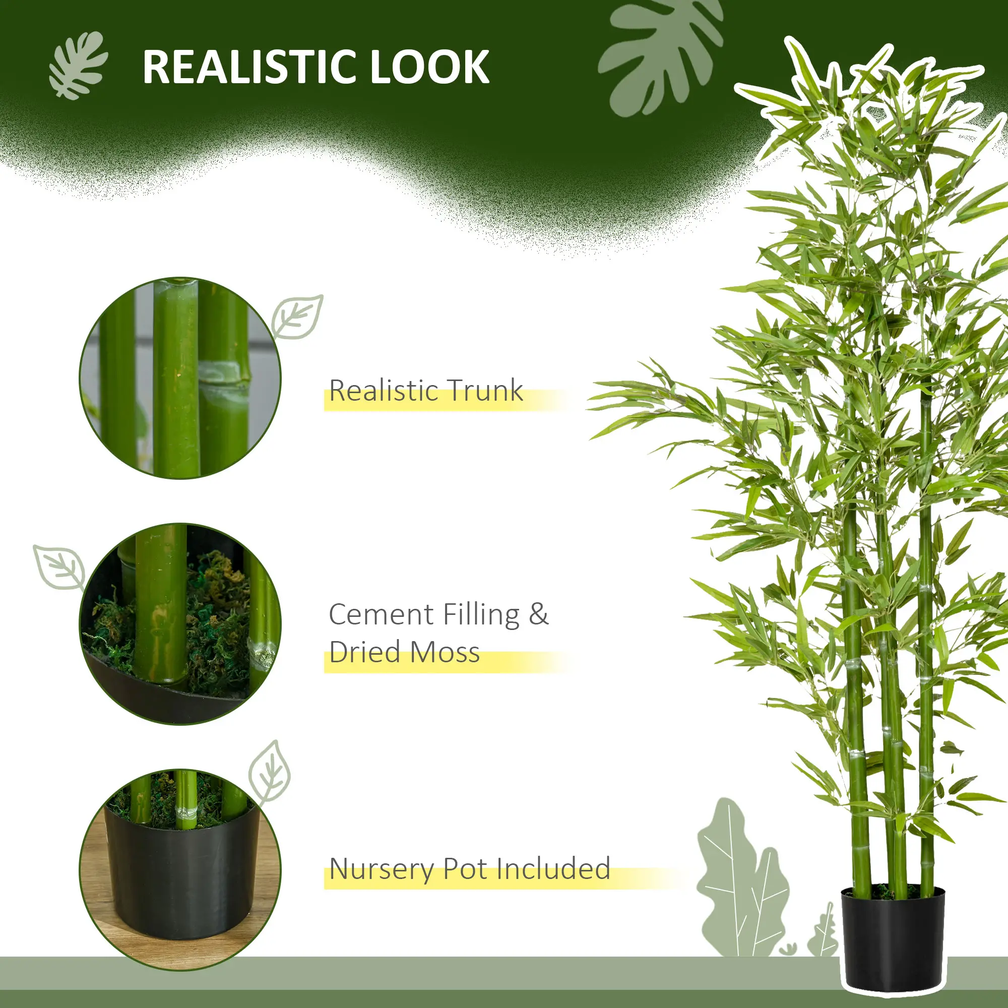 5FT Artificial Bamboo Tree, Faux Plant in Nursery Pot, Indoor Decor - Image 5
