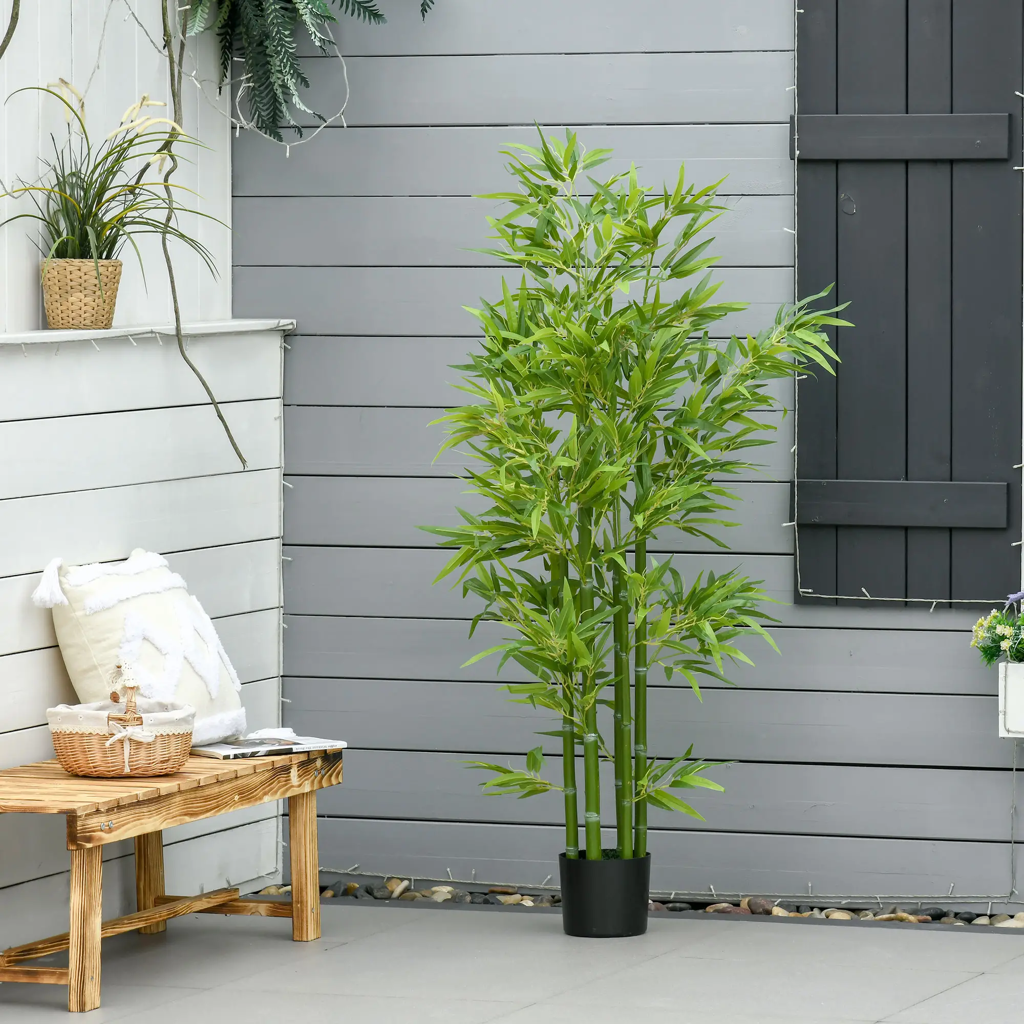 5FT Artificial Bamboo Tree, Faux Plant in Nursery Pot, Indoor Decor - Image 9