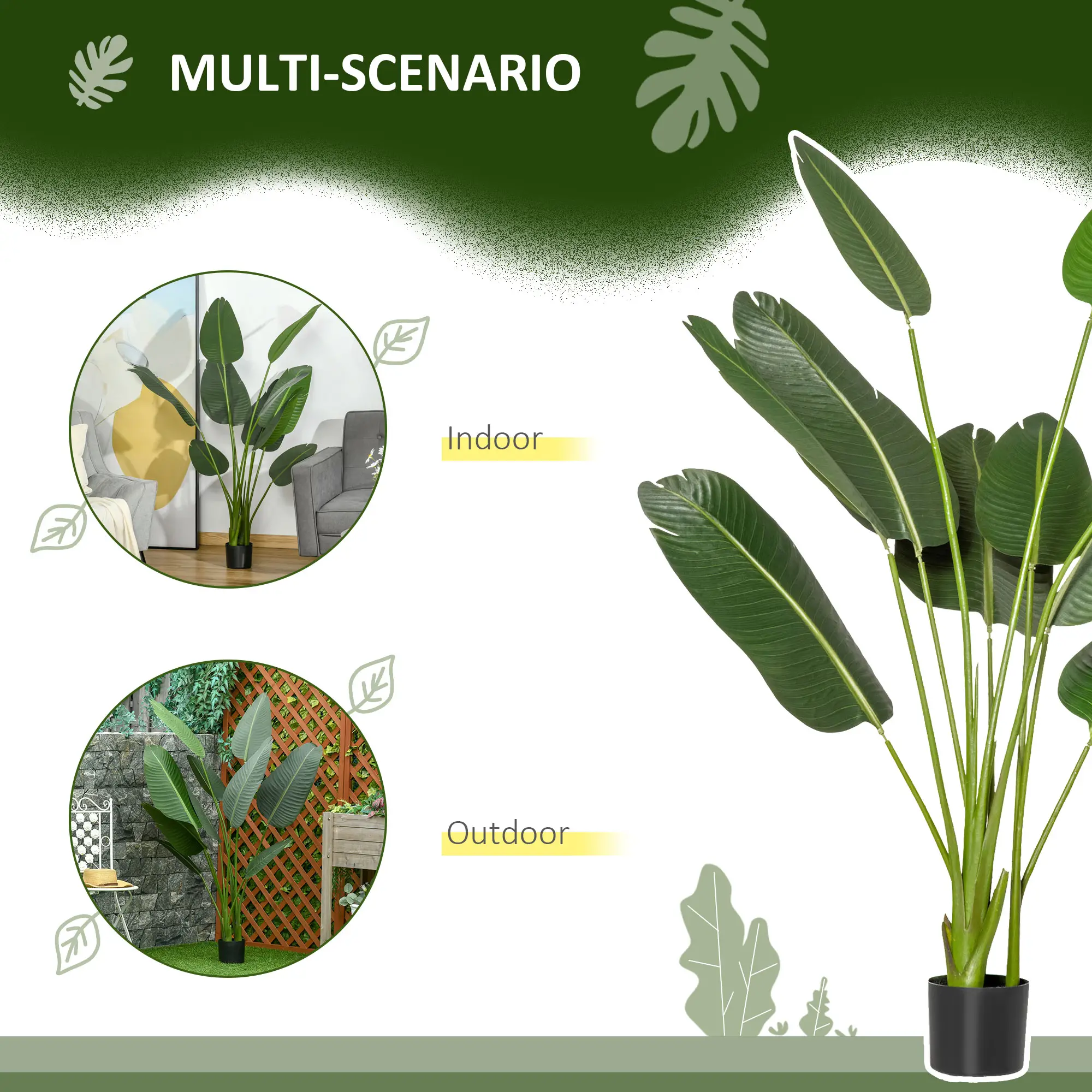 5FT Artificial Banana Tree, Faux Plant in Nursery Pot, Indoor Outdoor Decor - Image 5