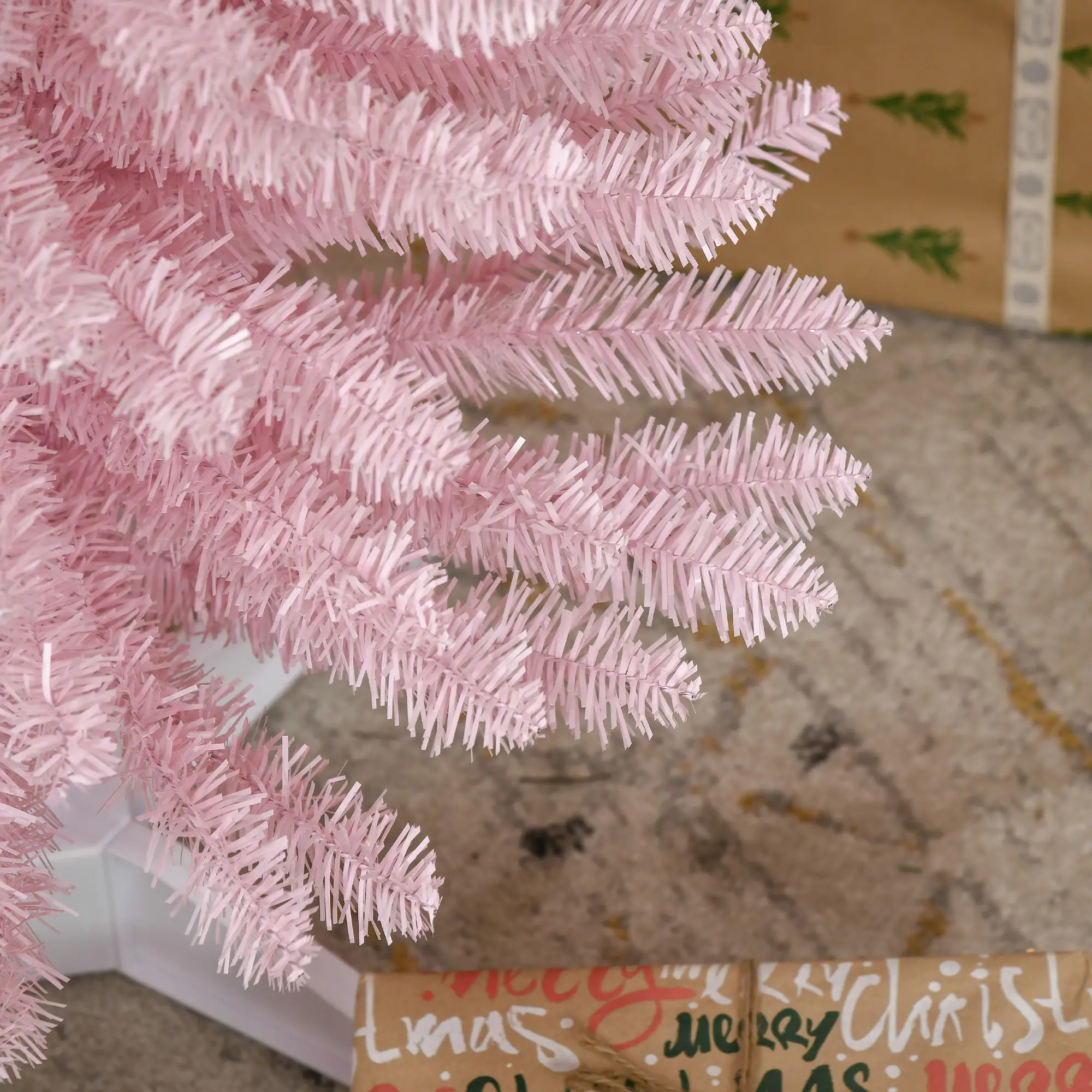 5FT Artificial Christmas Tree, Realistic Branches, Stable Stand, Pink - Image 10