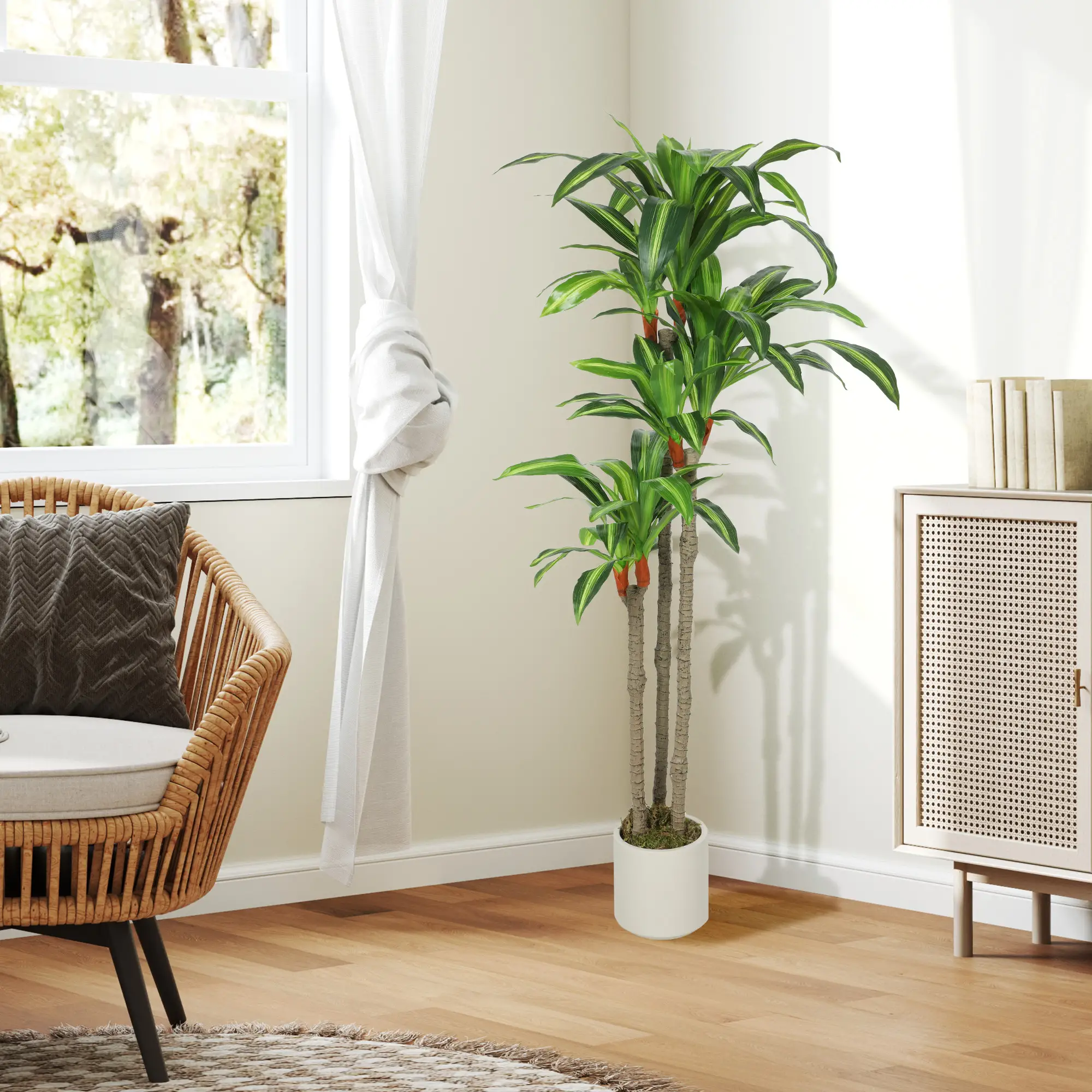 5FT Artificial Dracaena Plant, Bendable Trunks, Green - Image 10