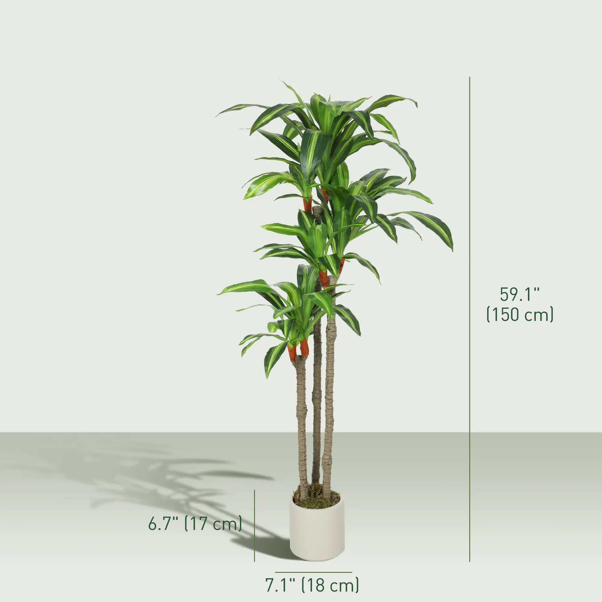 5FT Artificial Dracaena Plant, Bendable Trunks, Green - Image 3
