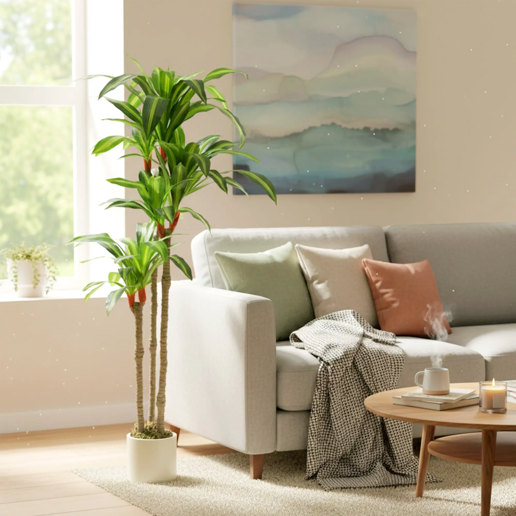 5FT Artificial Dracaena Plant, Bendable Trunks, Green - Image 8