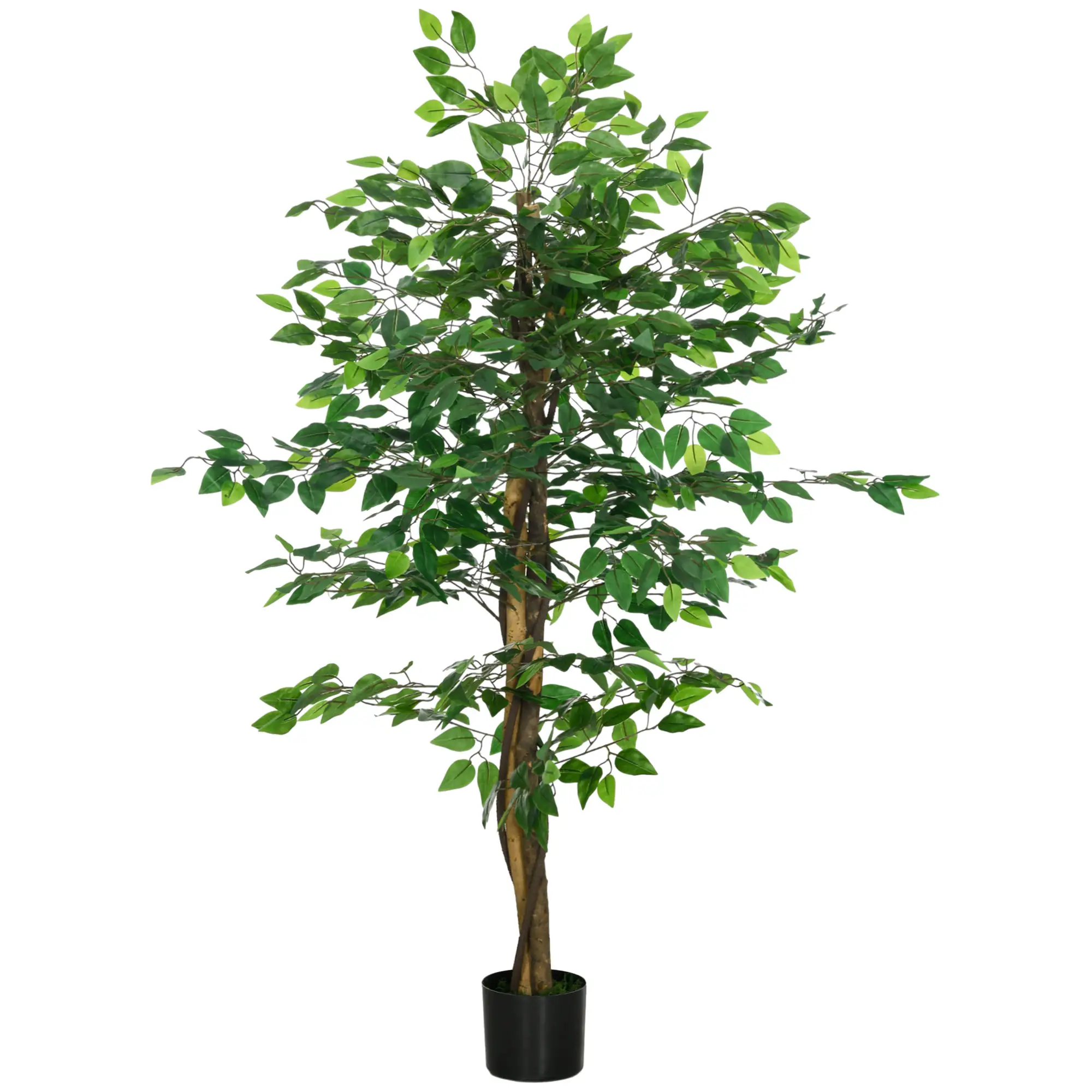 5ft Artificial Ficus Tree, Indoor Fake Plant With Pot