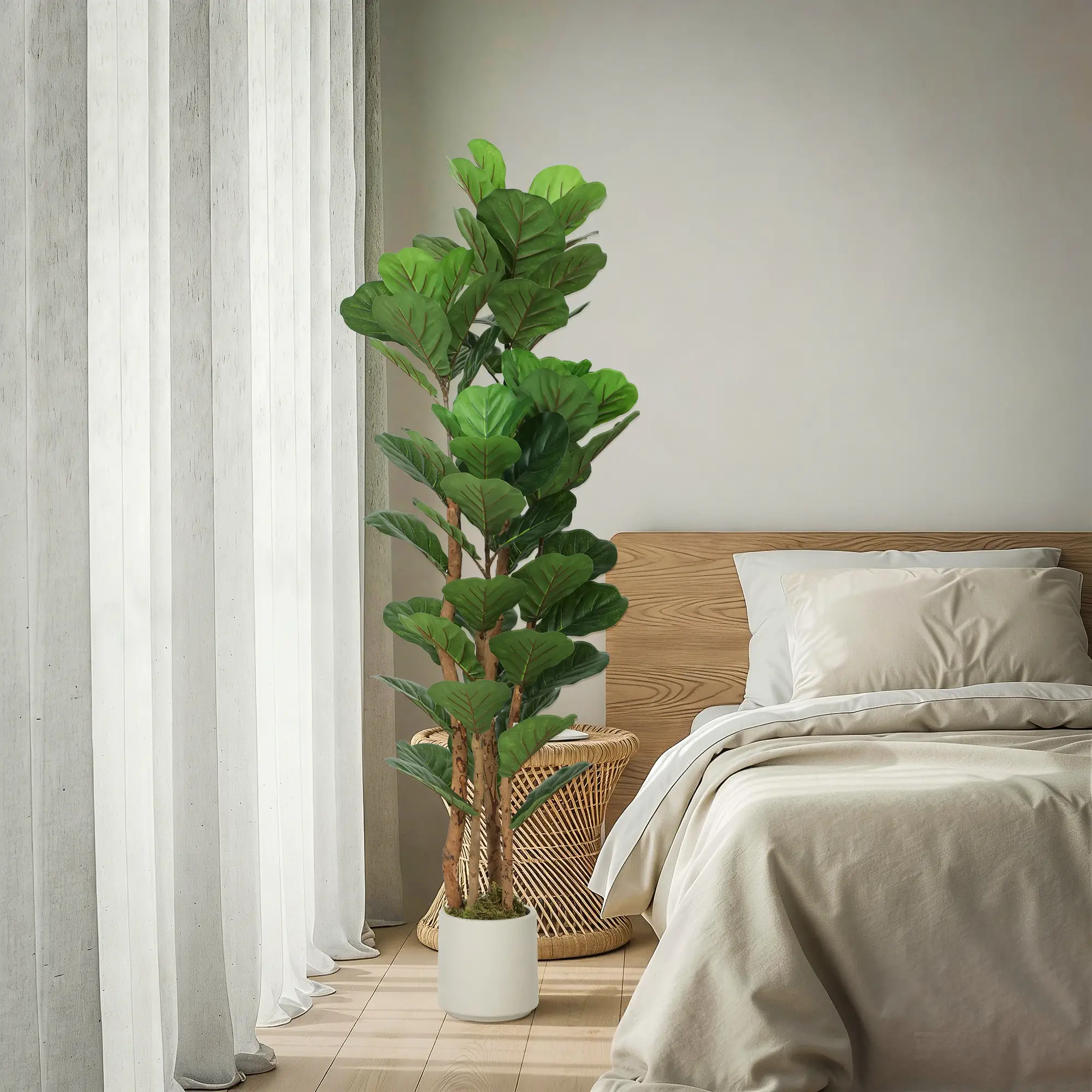 5FT Artificial Fiddle Leaf Fig Tree, Fake Potted Tree, Indoor Decor, Green - Image 10