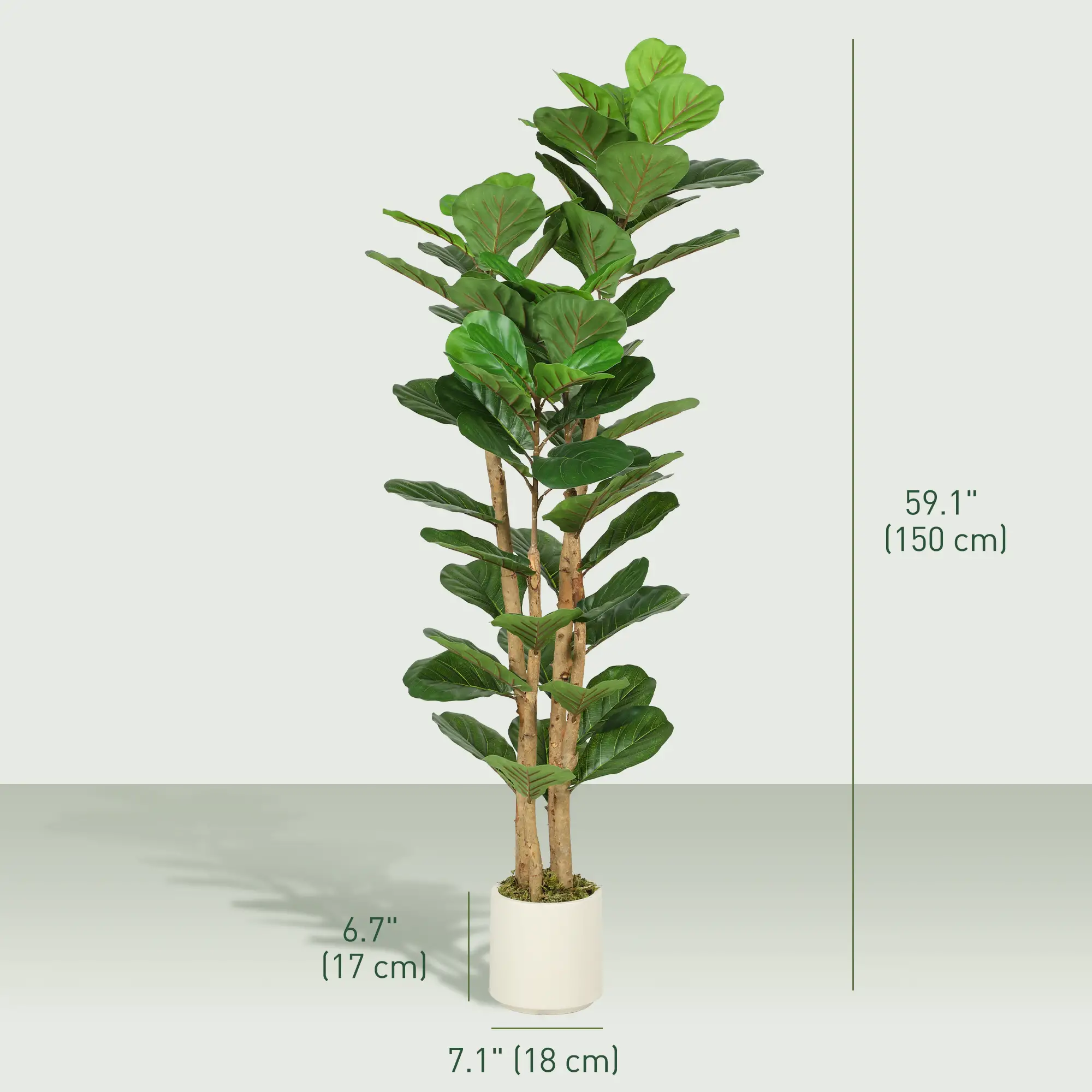 5FT Artificial Fiddle Leaf Fig Tree, Fake Potted Tree, Indoor Decor, Green - Image 3