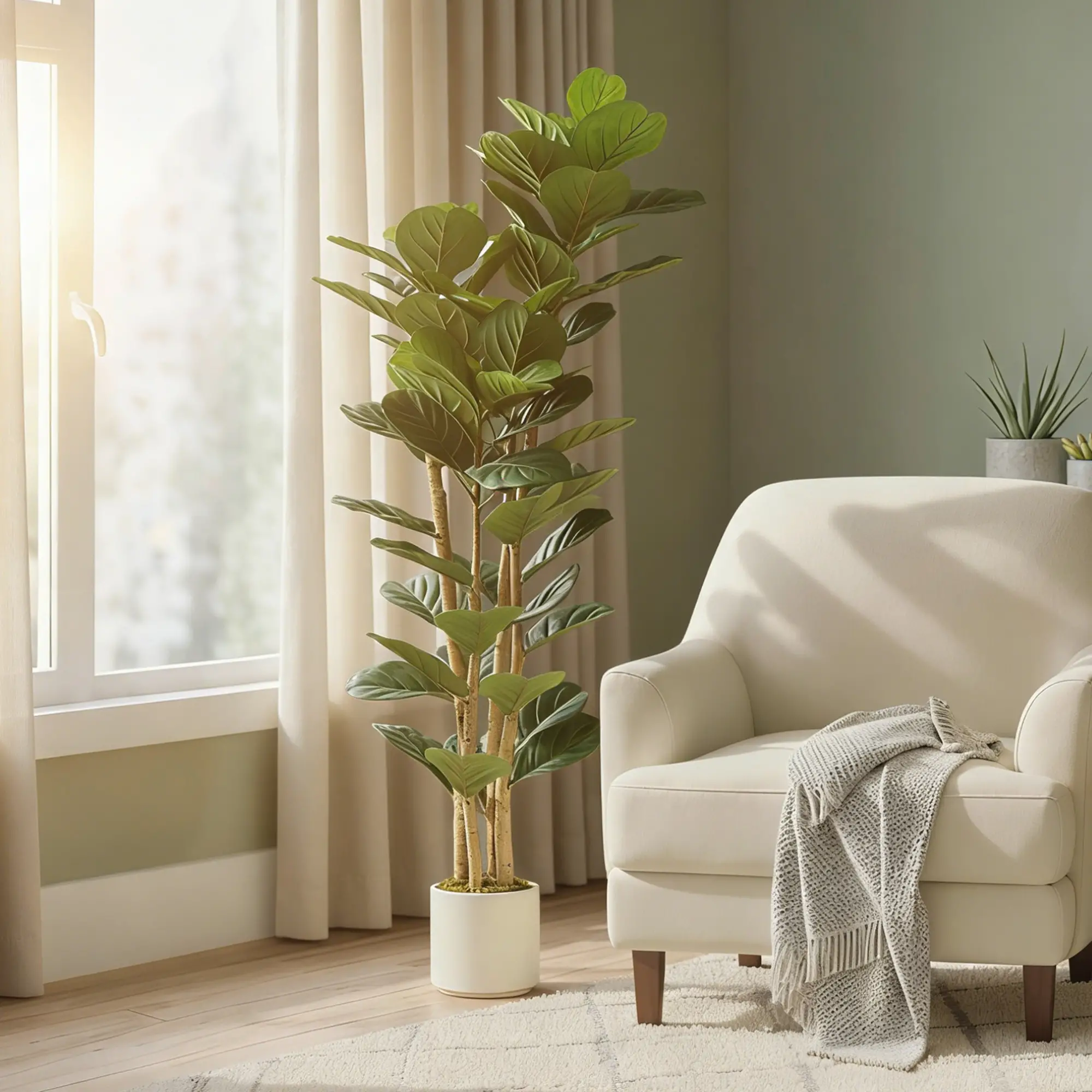 5FT Artificial Fiddle Leaf Fig Tree, Fake Potted Tree, Indoor Decor, Green - Image 9
