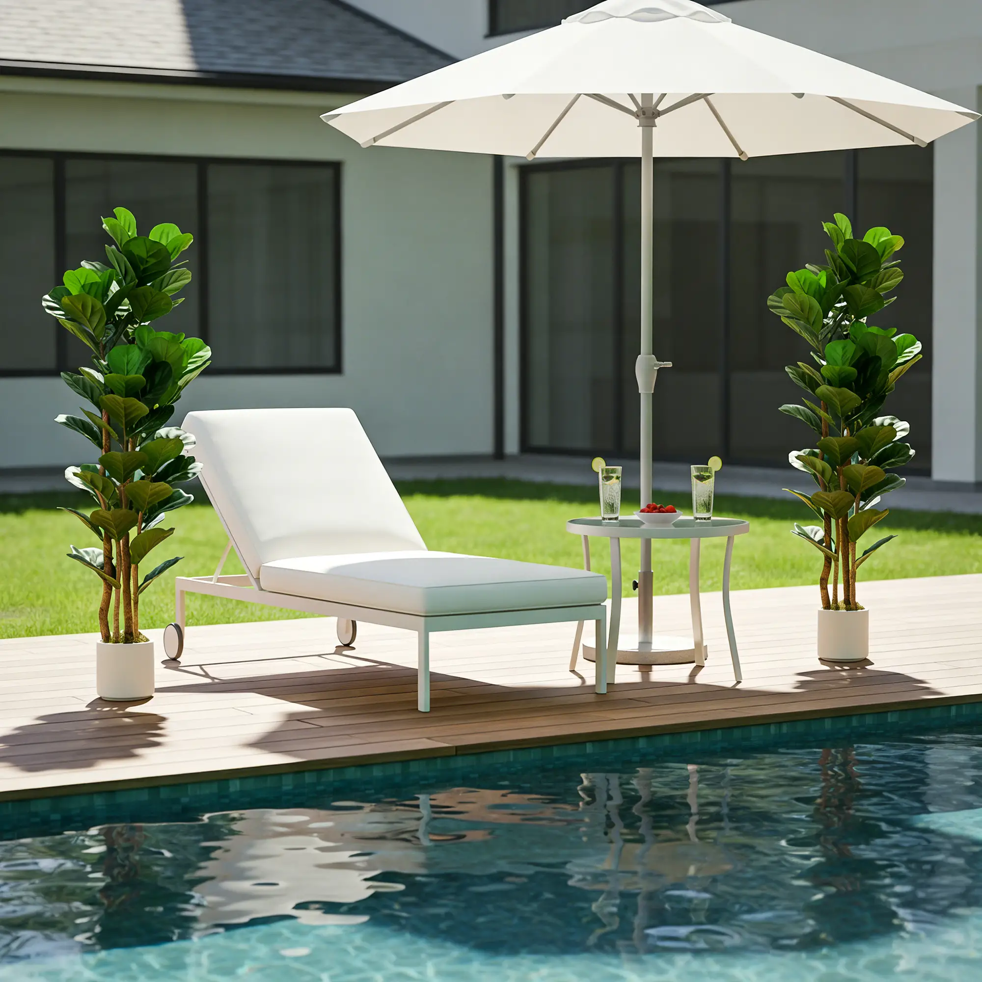 5FT Artificial Fiddle Leaf Fig Tree Set Of 2, Fake Potted Tree, Green - Image 10