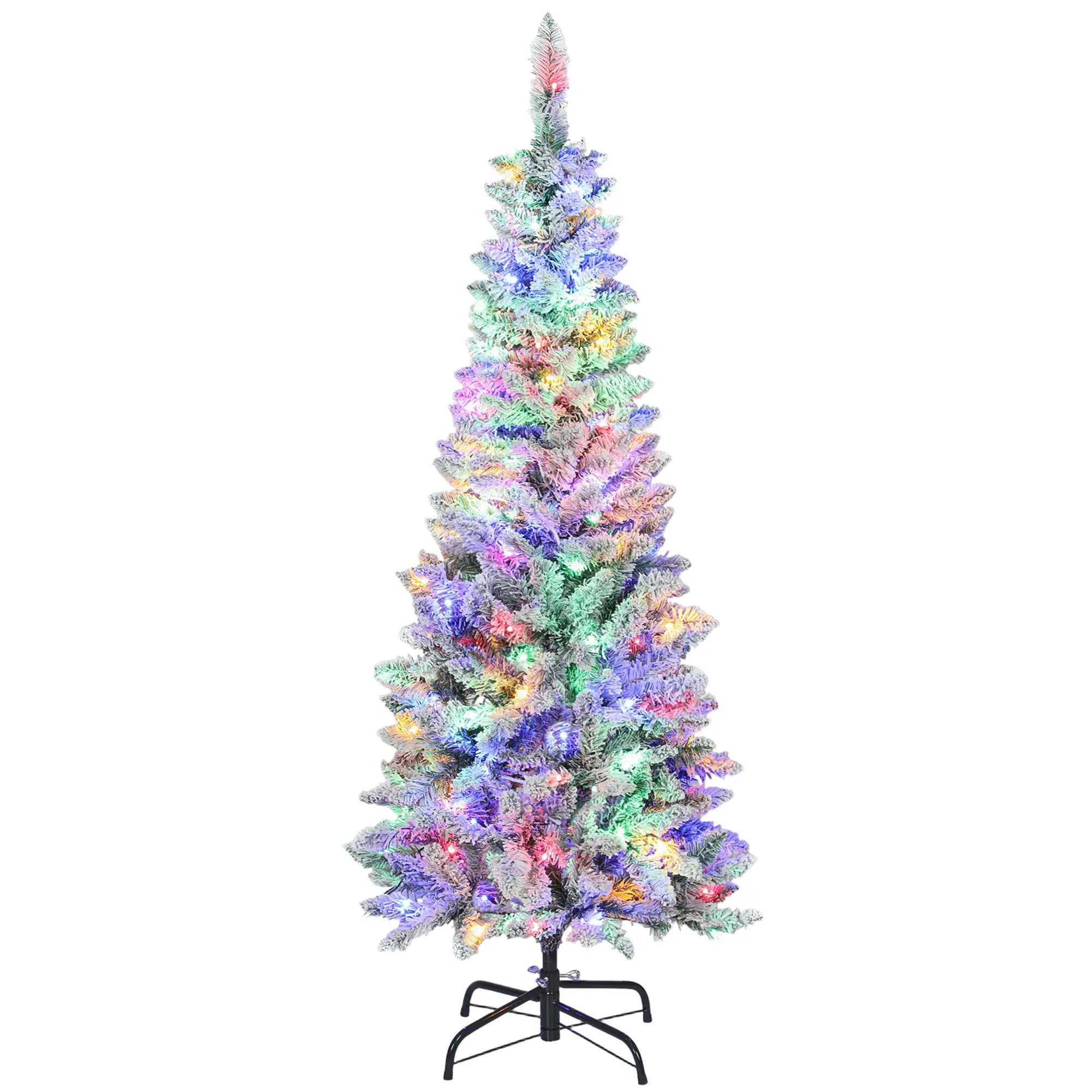 5ft Flocked Christmas Tree, Dual Color LED Light, 11 Modes, Easy Assembly, Color - Image 11