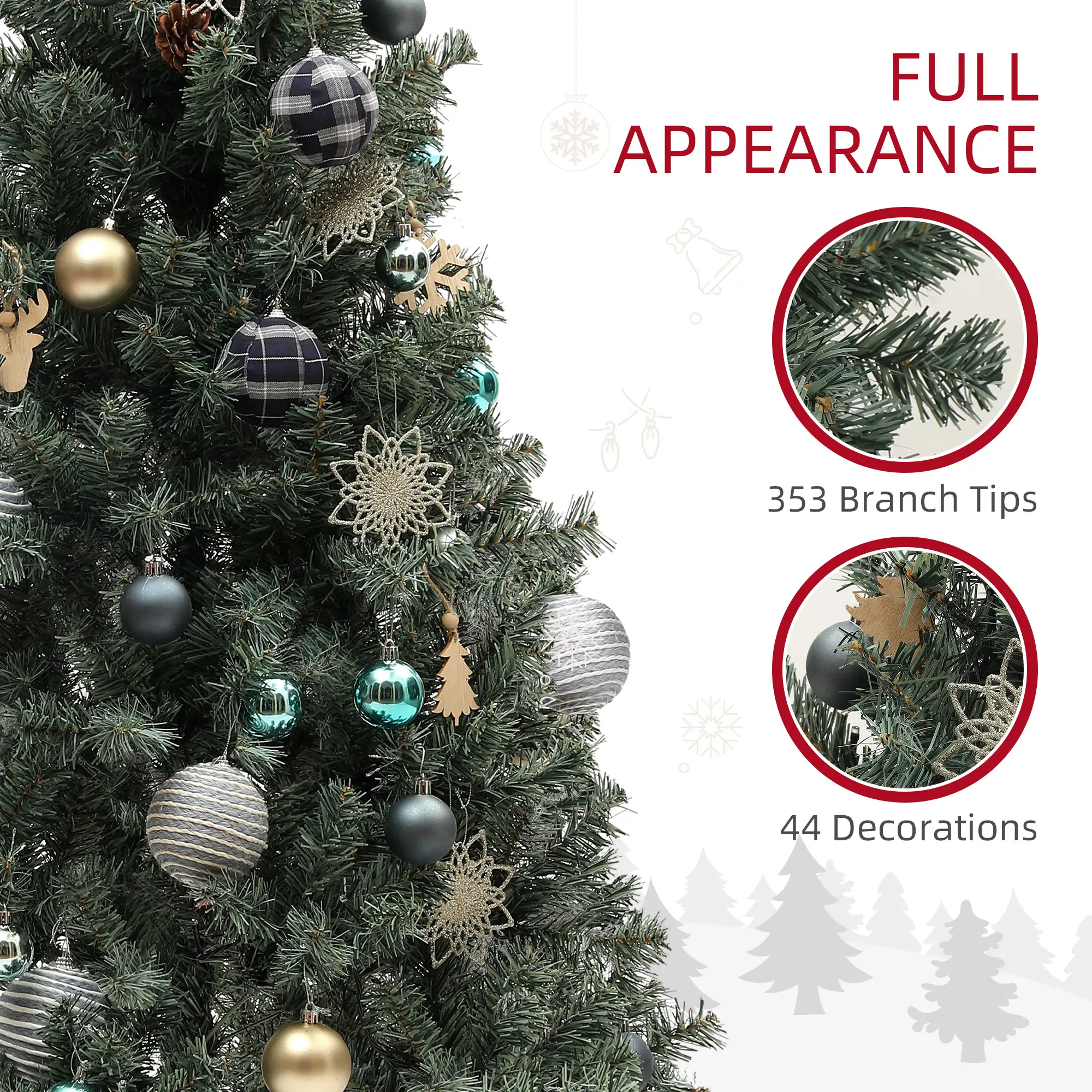 5ft Prelit Artificial Christmas Tree, 150 LED Lights, Warm White - Image 6