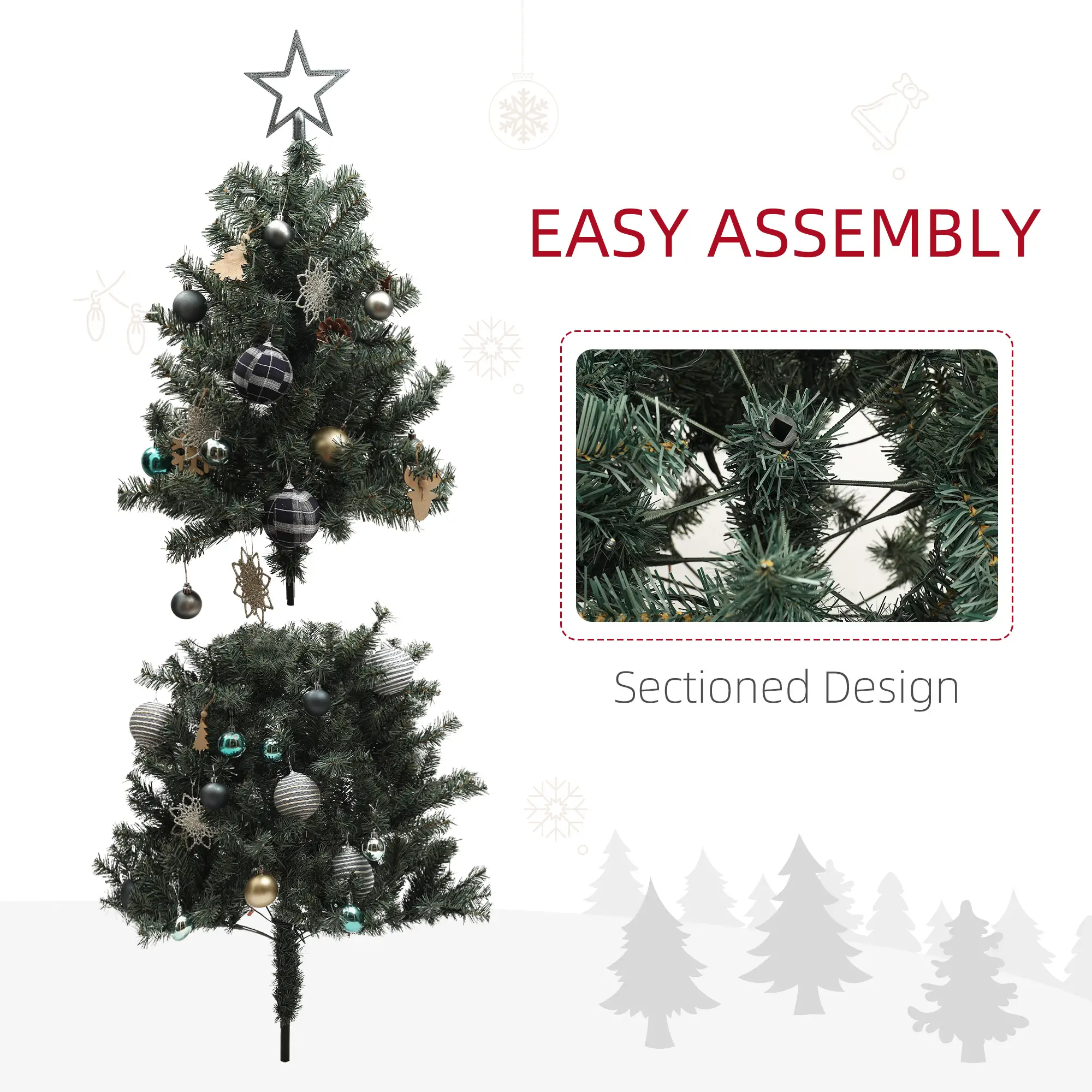 5ft Prelit Artificial Christmas Tree, 150 LED Lights, Warm White - Image 7