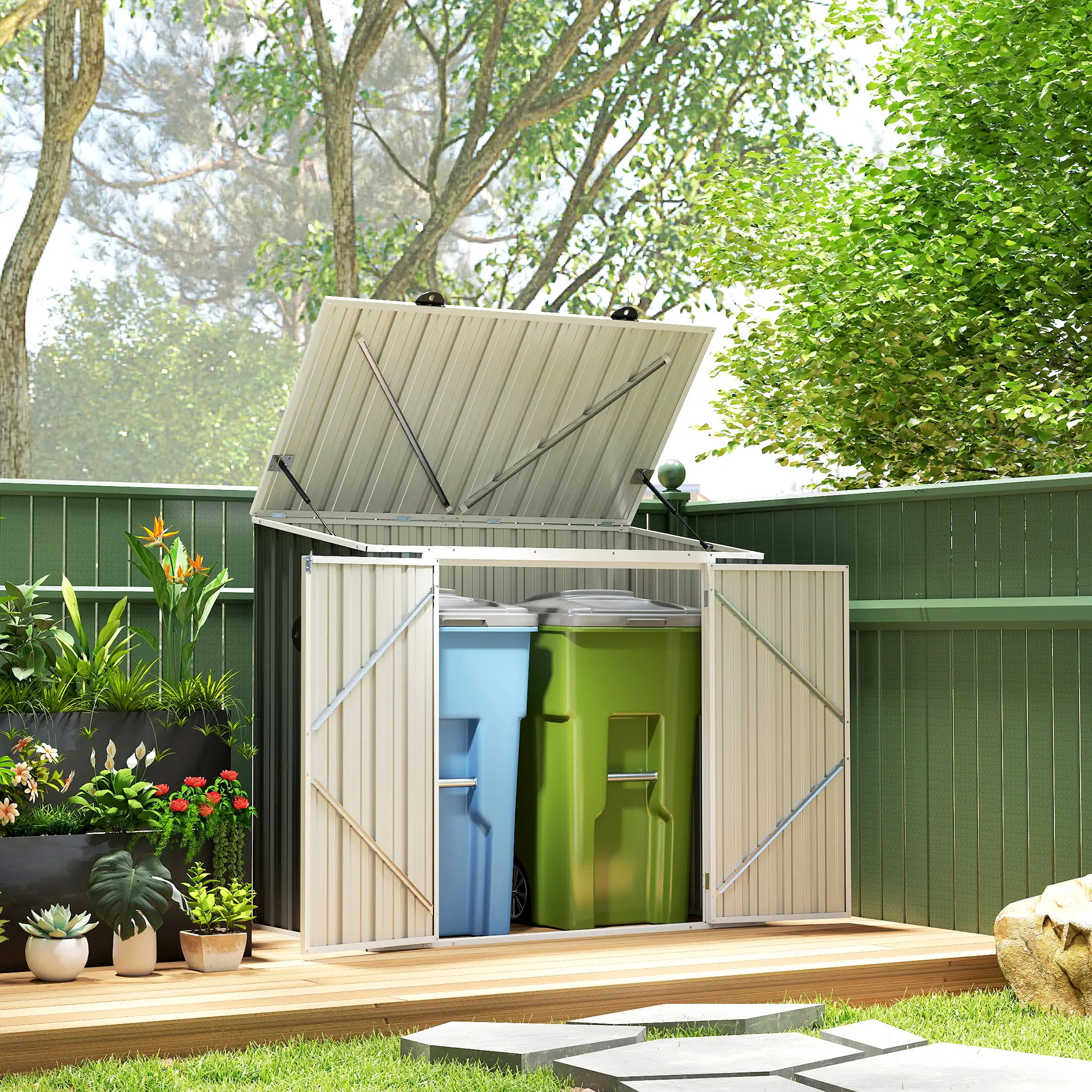 5ft x 3ft Outdoor Storage Shed, Lockable Double Doors - Image 2