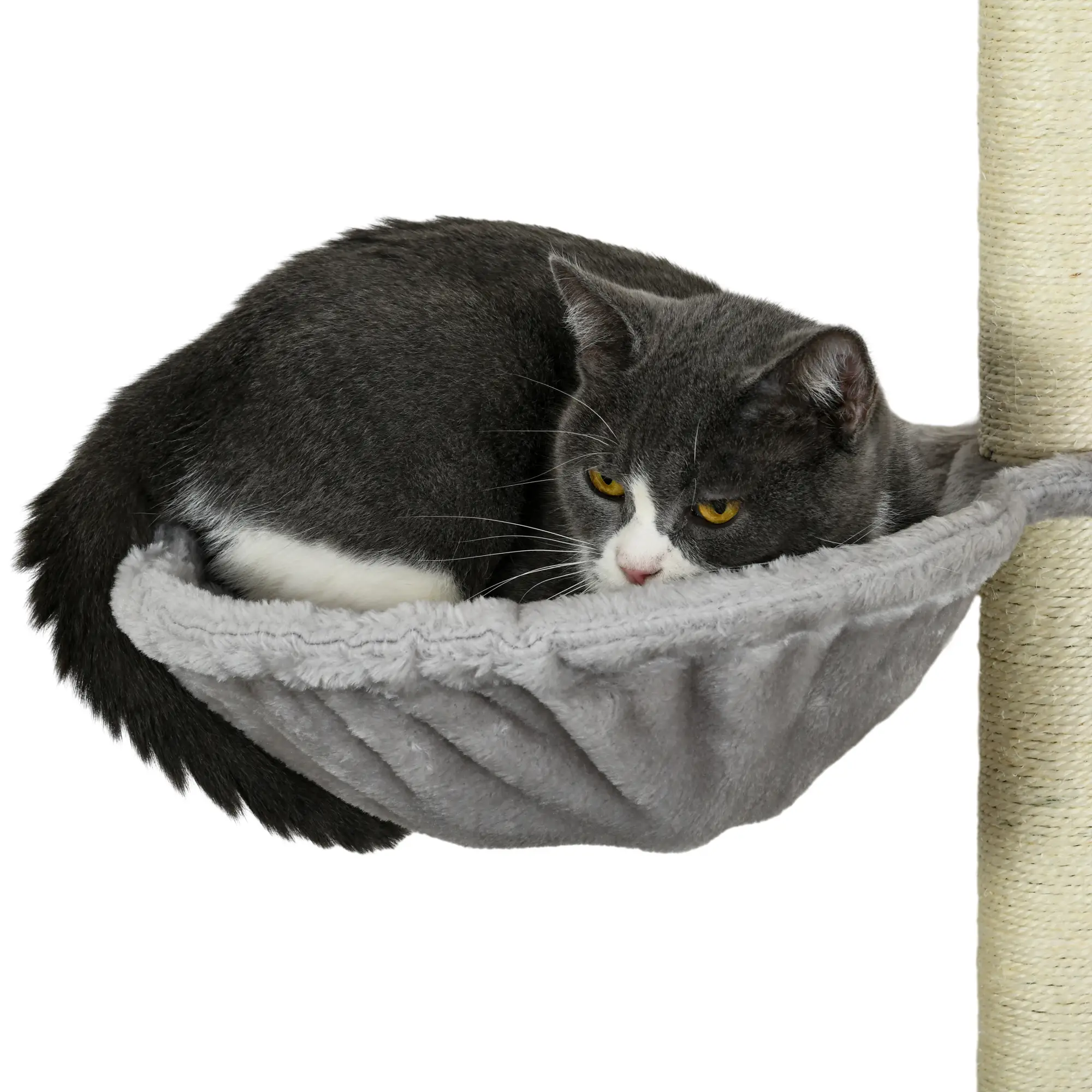 5PCs Cat Wall Shelves, Hammock, Scratching Posts, Perches, Ladder, Light Grey - Image 10