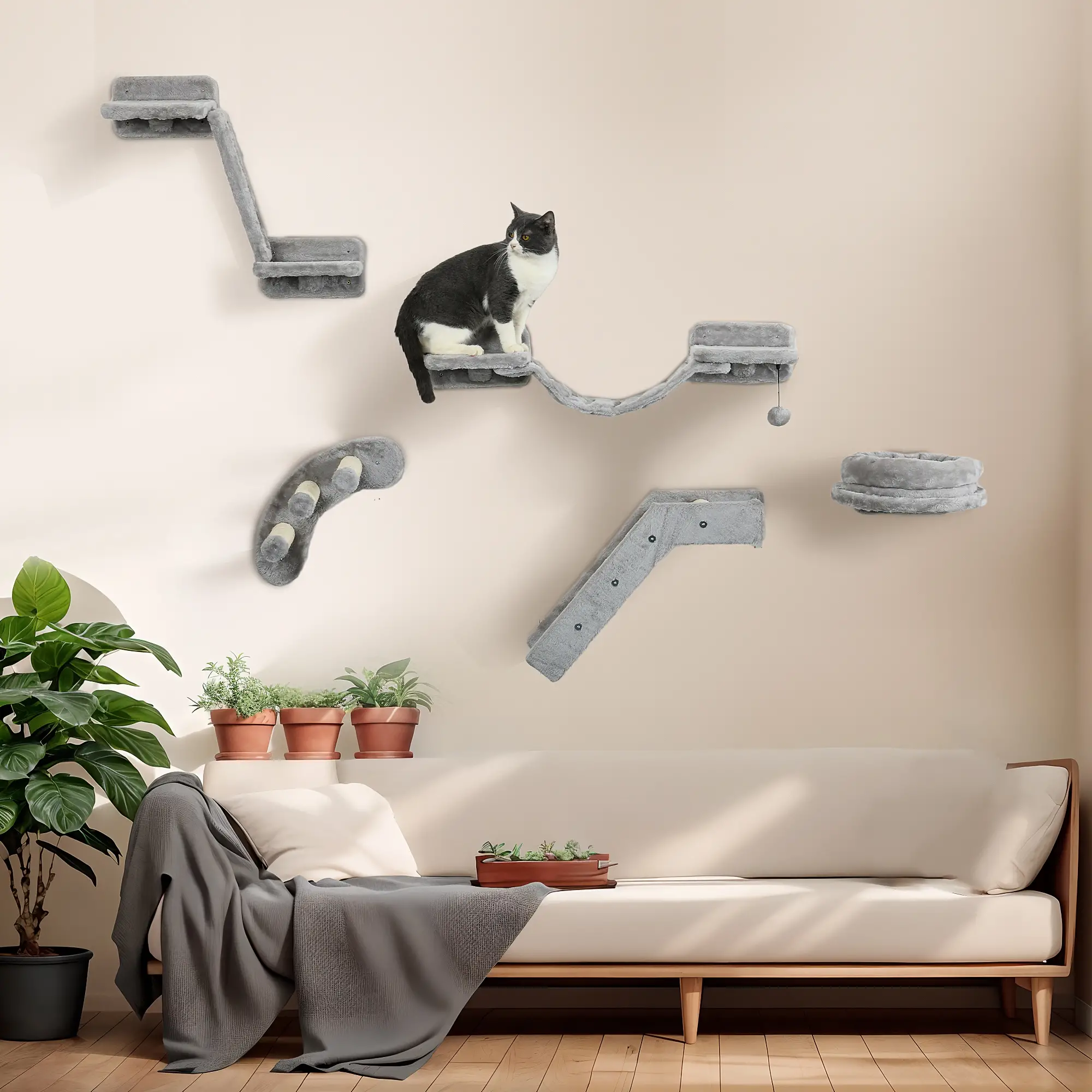 5PCs Cat Wall Shelves, Scratching Post, Ladder, Bed, Platform - Image 8