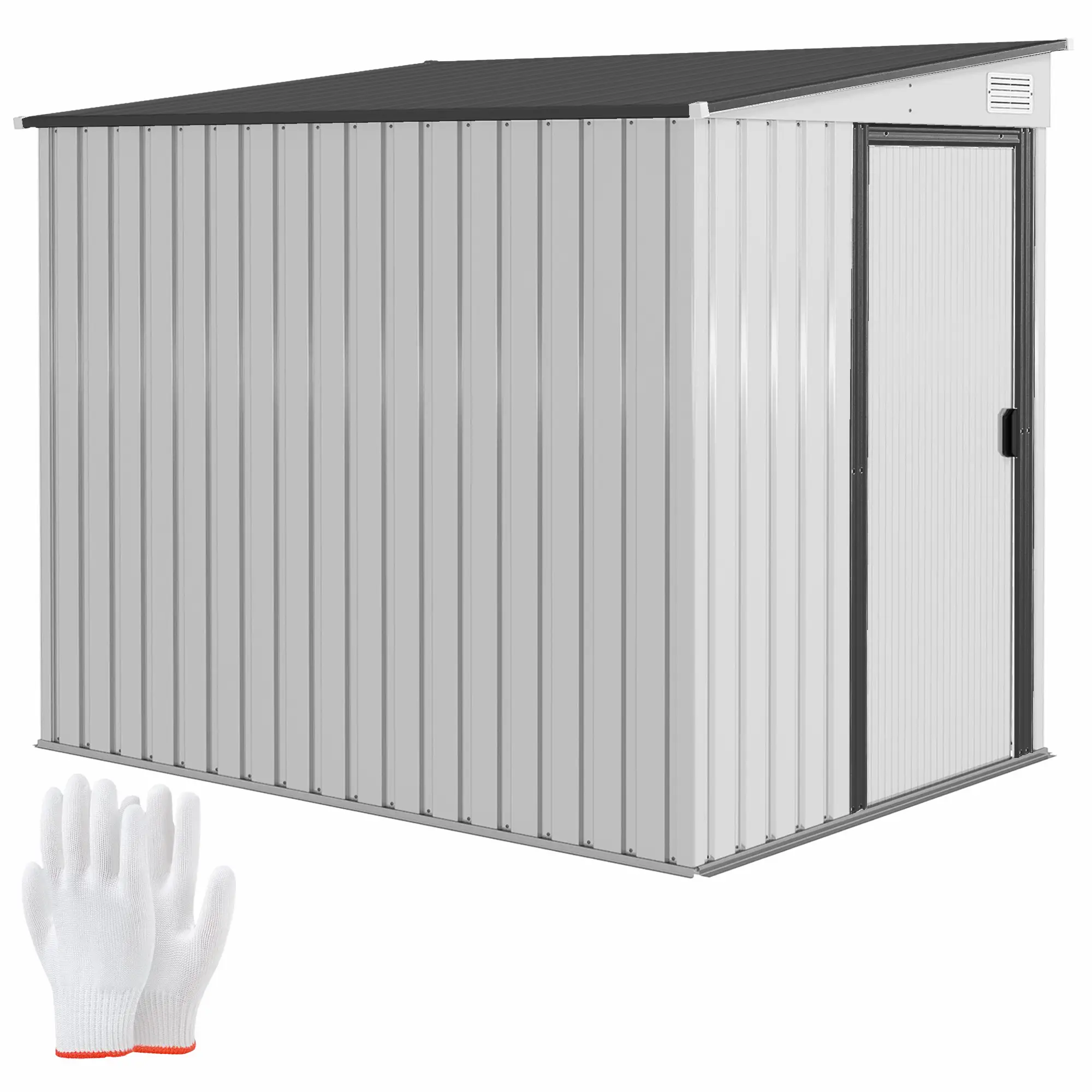 5'x7' Lean to Metal Shed, Sliding Door, 2 Vents, White - Image 11