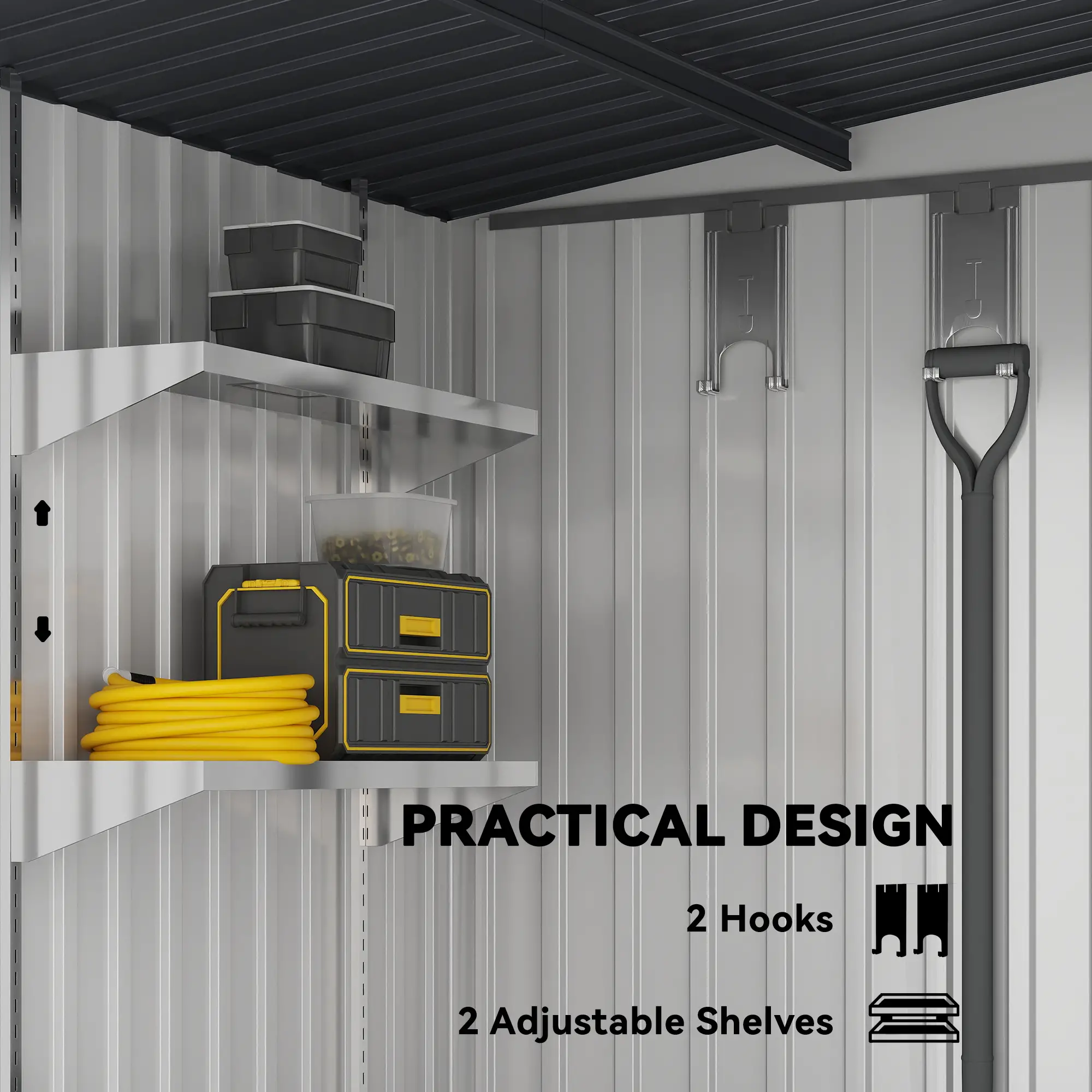 5'x7' Lean to Metal Shed, Sliding Door, 2 Vents, White - Image 5