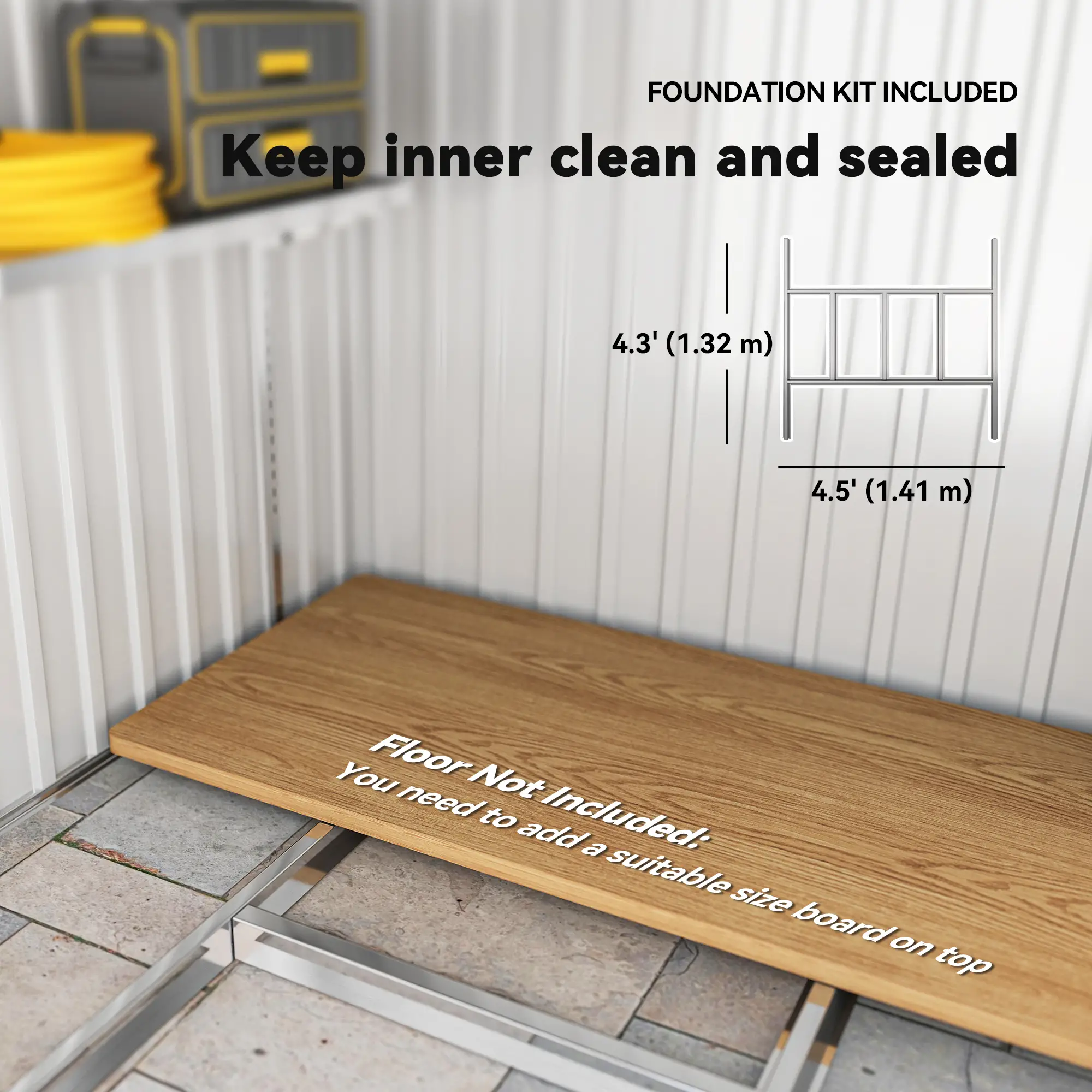 5'x7' Lean to Metal Shed, Sliding Door, 2 Vents, White - Image 6
