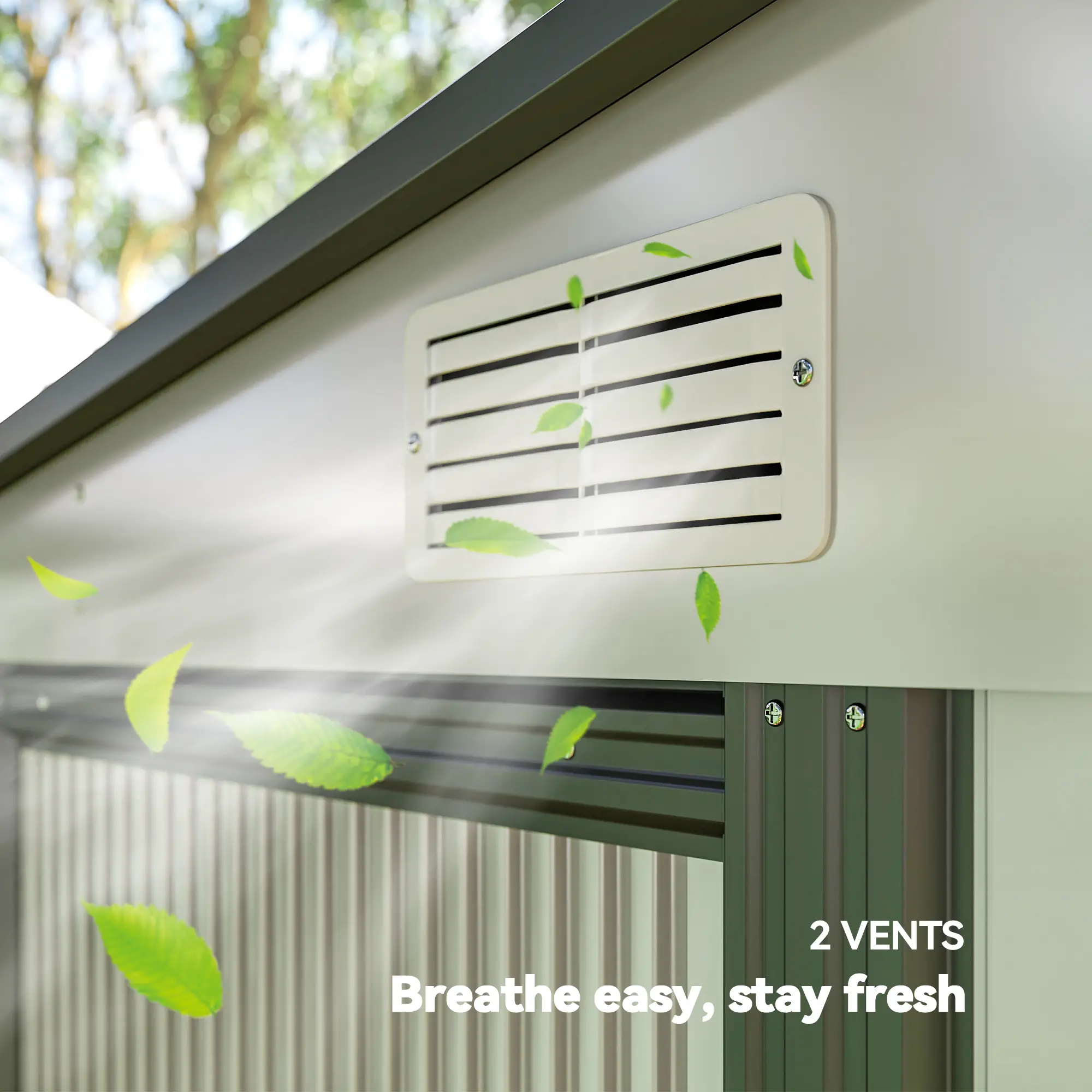 5'x7' Lean to Metal Shed, Sliding Door, 2 Vents, White - Image 9