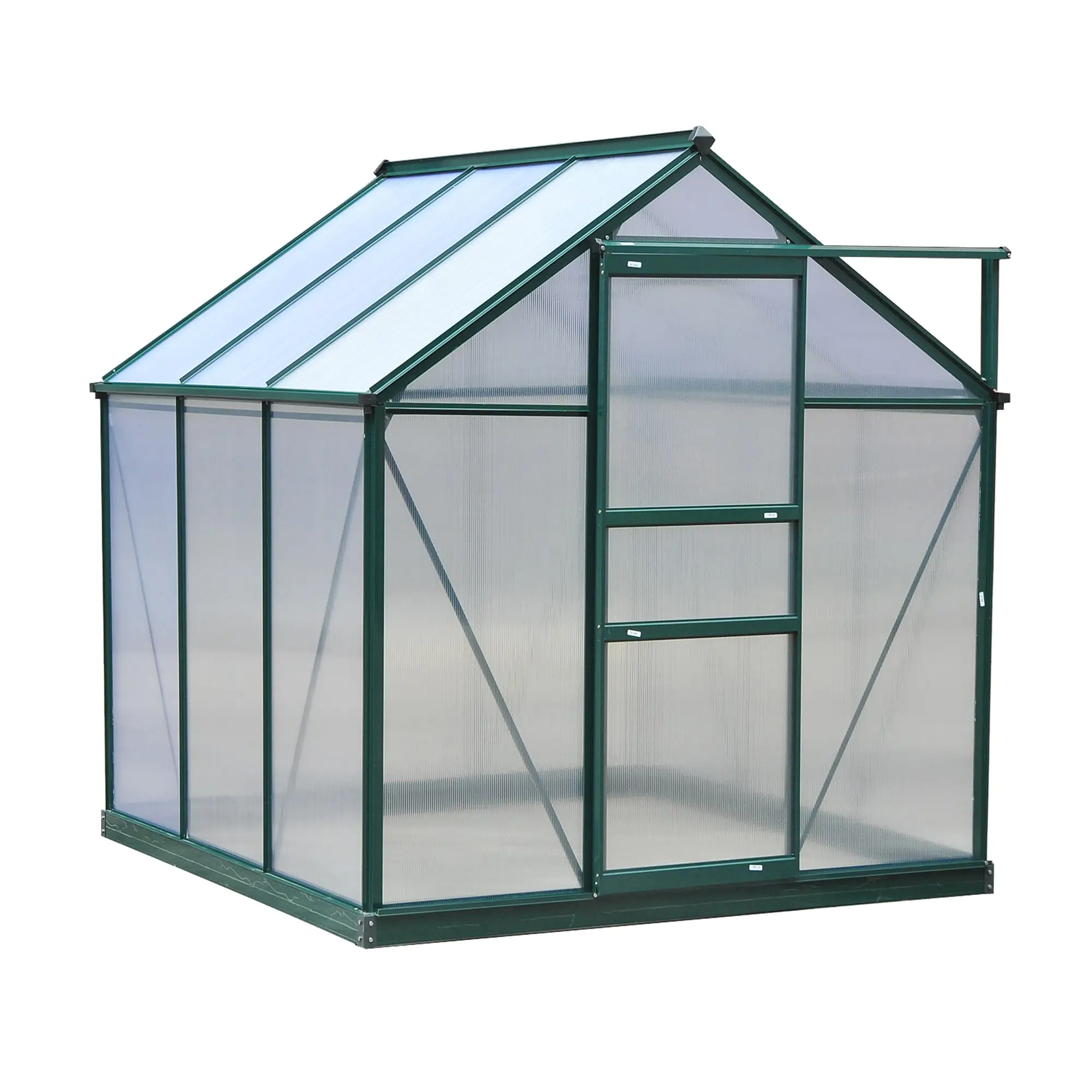 6.2' x 6.3' x 6.6' Clear Polycarbonate Greenhouse, Galvanized Frame, Slide Door - Image 14