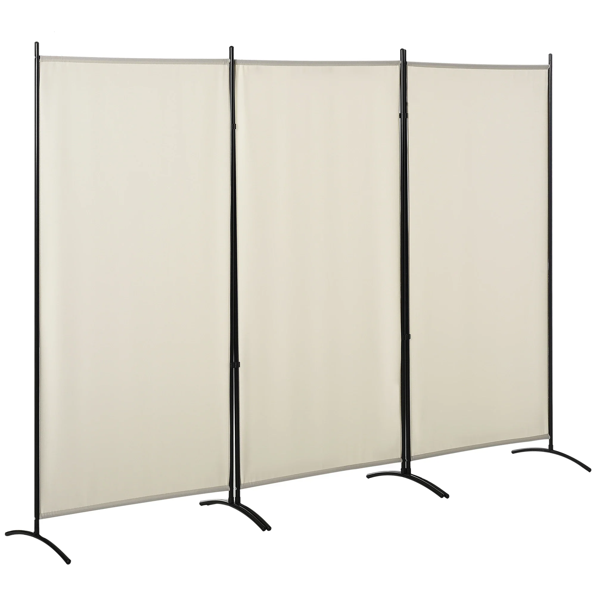 6' 3 Panel Room Divider, Double Hinged, Indoor Privacy Screen, Beige