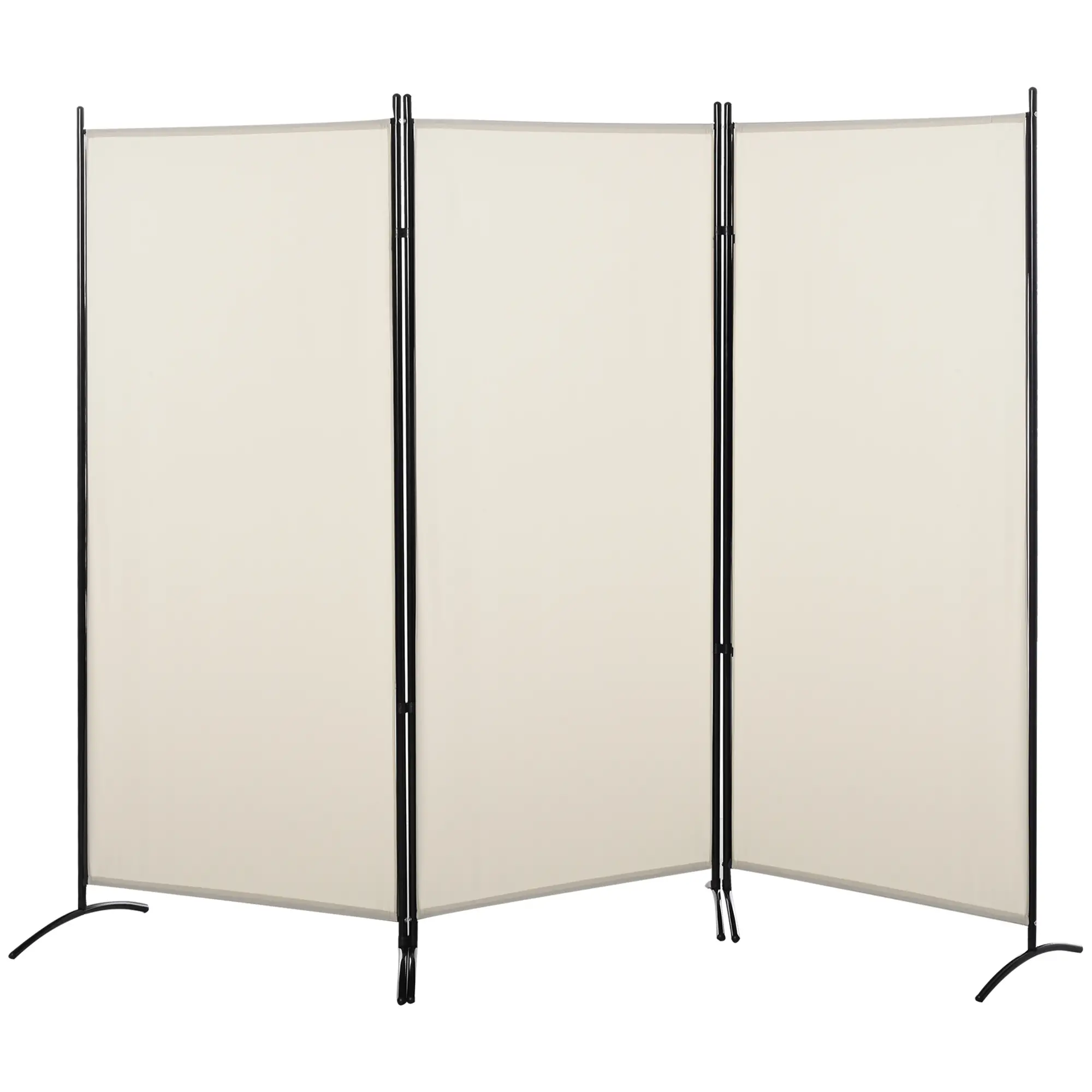 6' 3 Panel Room Divider, Double Hinged, Indoor Privacy Screen, Beige - Image 11