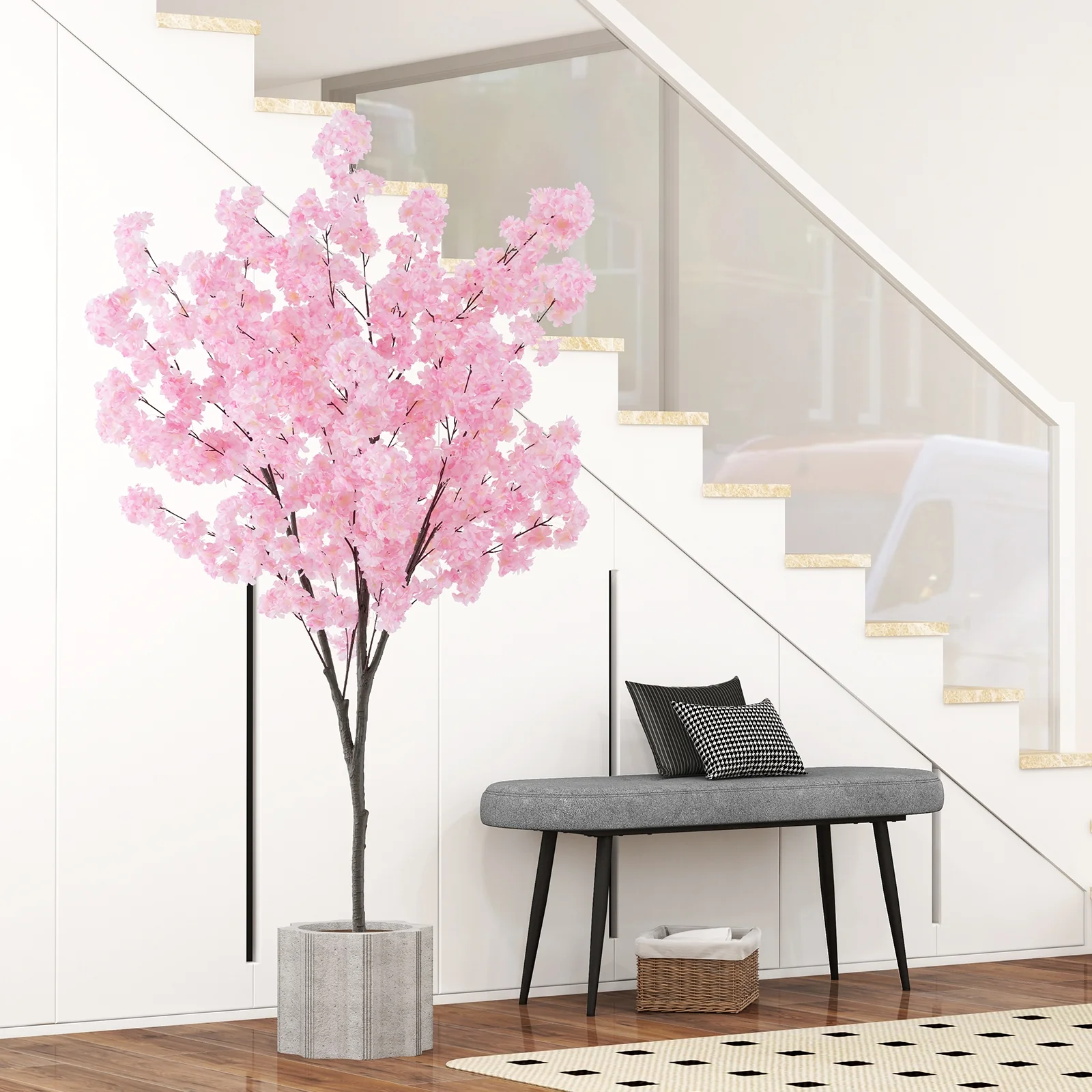 6.5 FT Artificial Cherry Blossom Tree, 900 Pink Flowers, Pink - Image 6