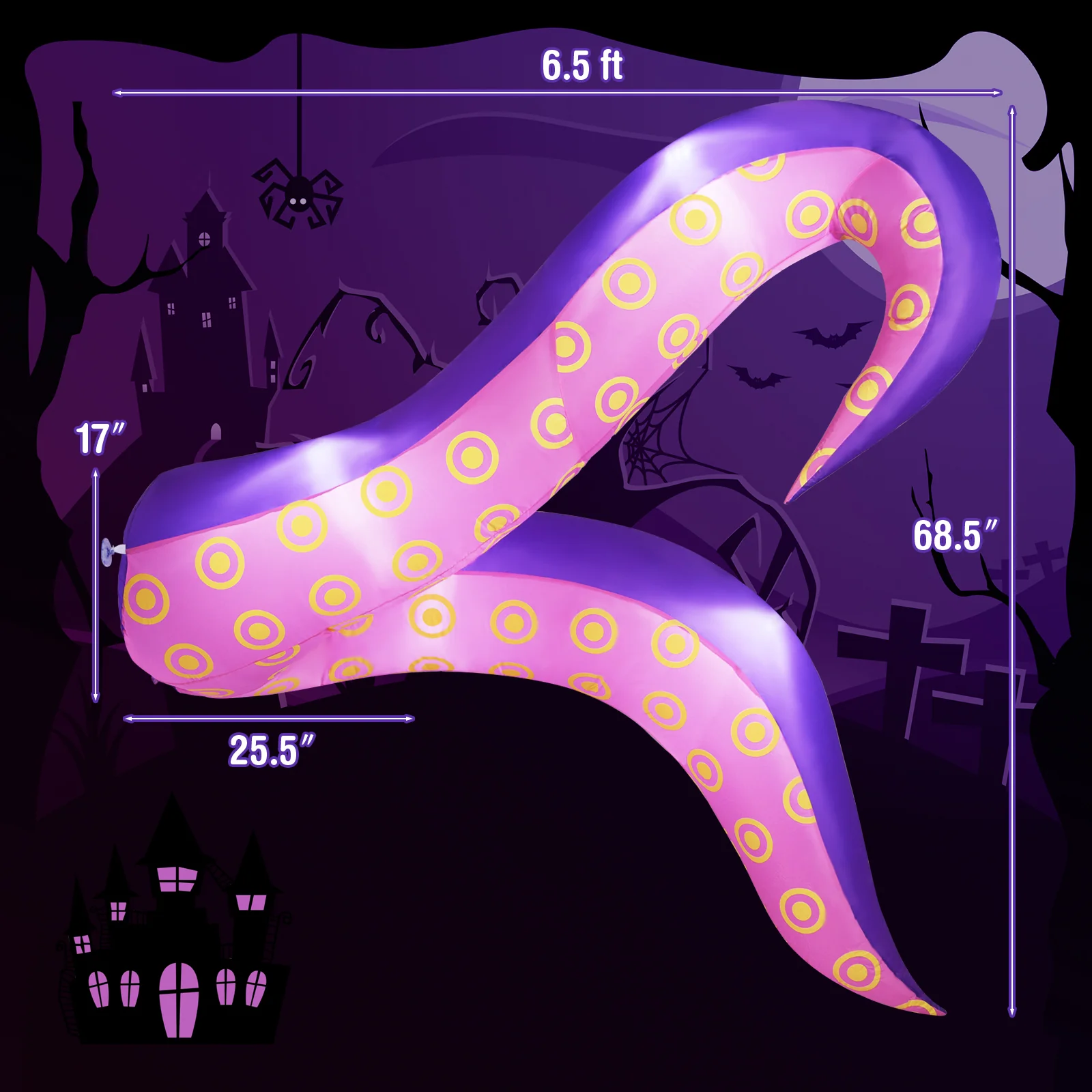 6.5 Ft Inflatable Tentacles With LED Lights, Suction Cups - Image 6