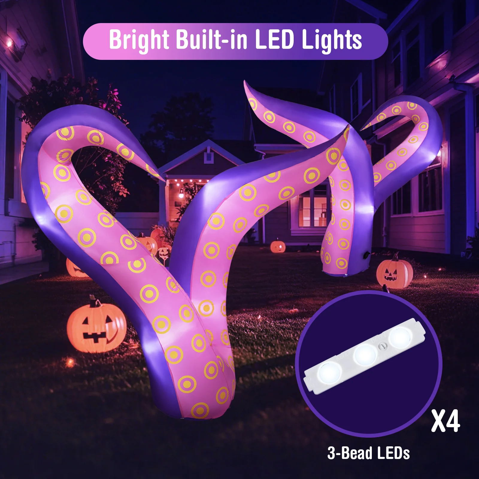 6.5 Ft Inflatable Tentacles With LED Lights, Suction Cups - Image 9