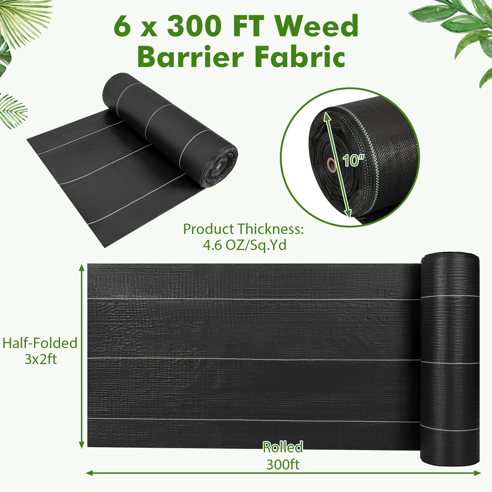 6.5 Ft Weed Barrier Landscape Fabric, 6 Ft, Black - Image 6