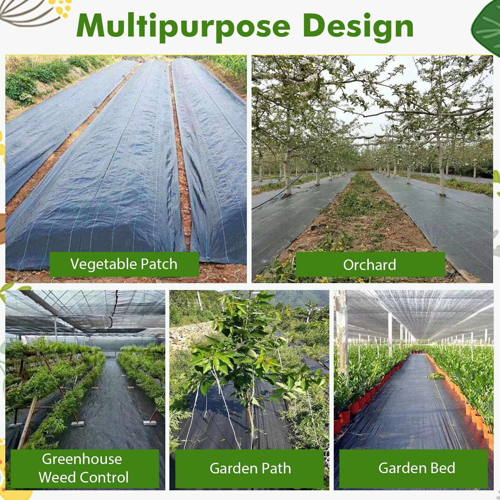6.5 x 330/4 x 250/6 x 300 Ft Weed Barrier Landscape Fabric, 4 Ft, Black - Image 7