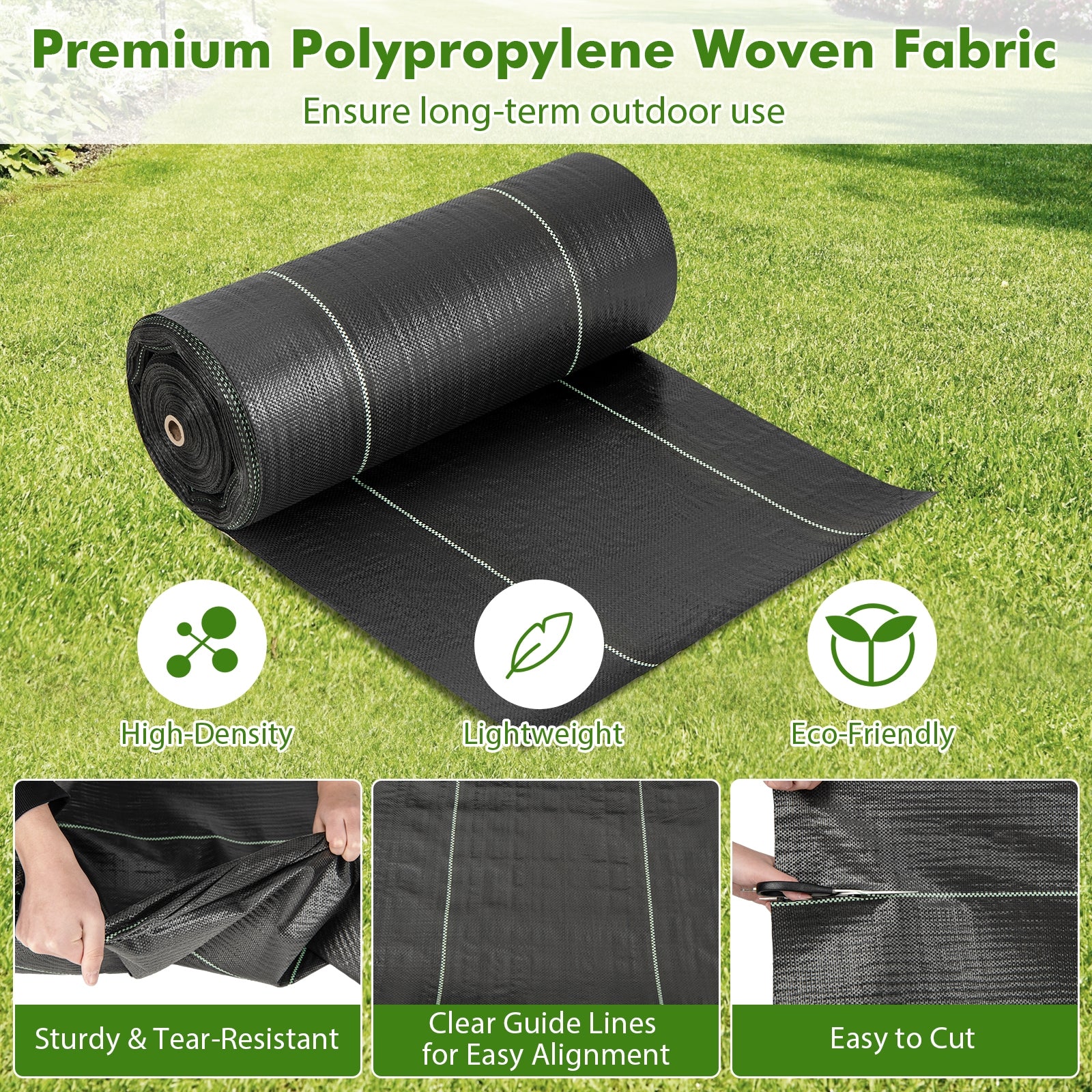 6.5 x 330/4 x 250/6 x 300 Ft Weed Barrier Landscape Fabric, 4 Ft, Black - Image 8