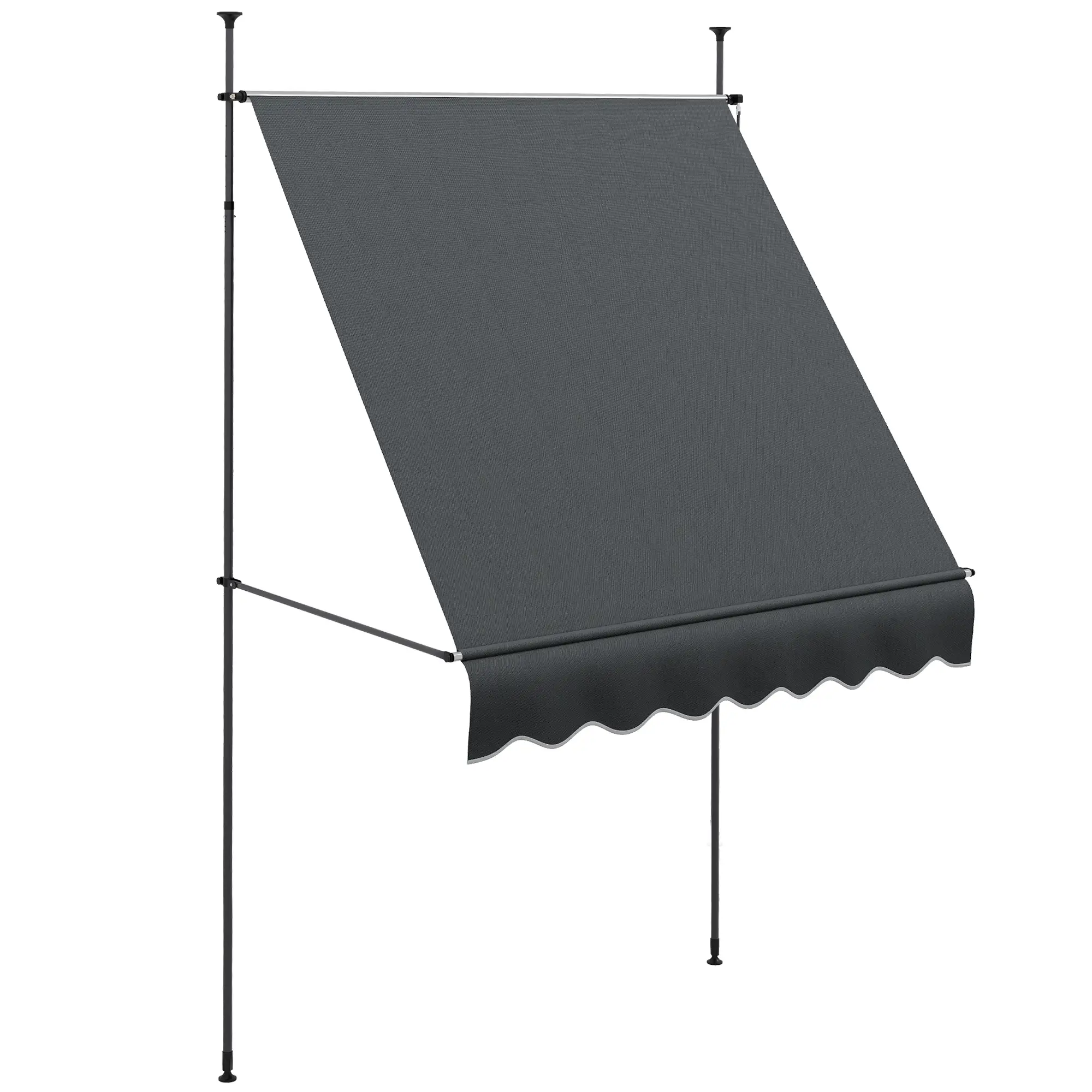 6.5' x 4' Manual Retractable Awning, Freestanding Patio, UV Resistant, Dark Grey - Image 11