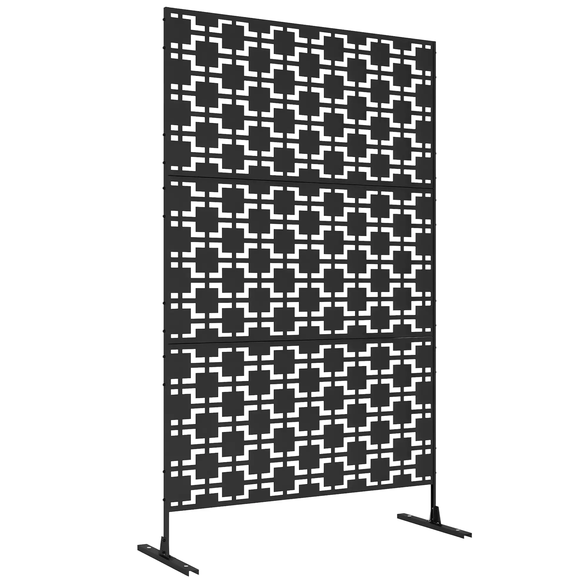 6.5FT Metal Privacy Screen, Grid Style, Outdoor Divider, Black - Image 11
