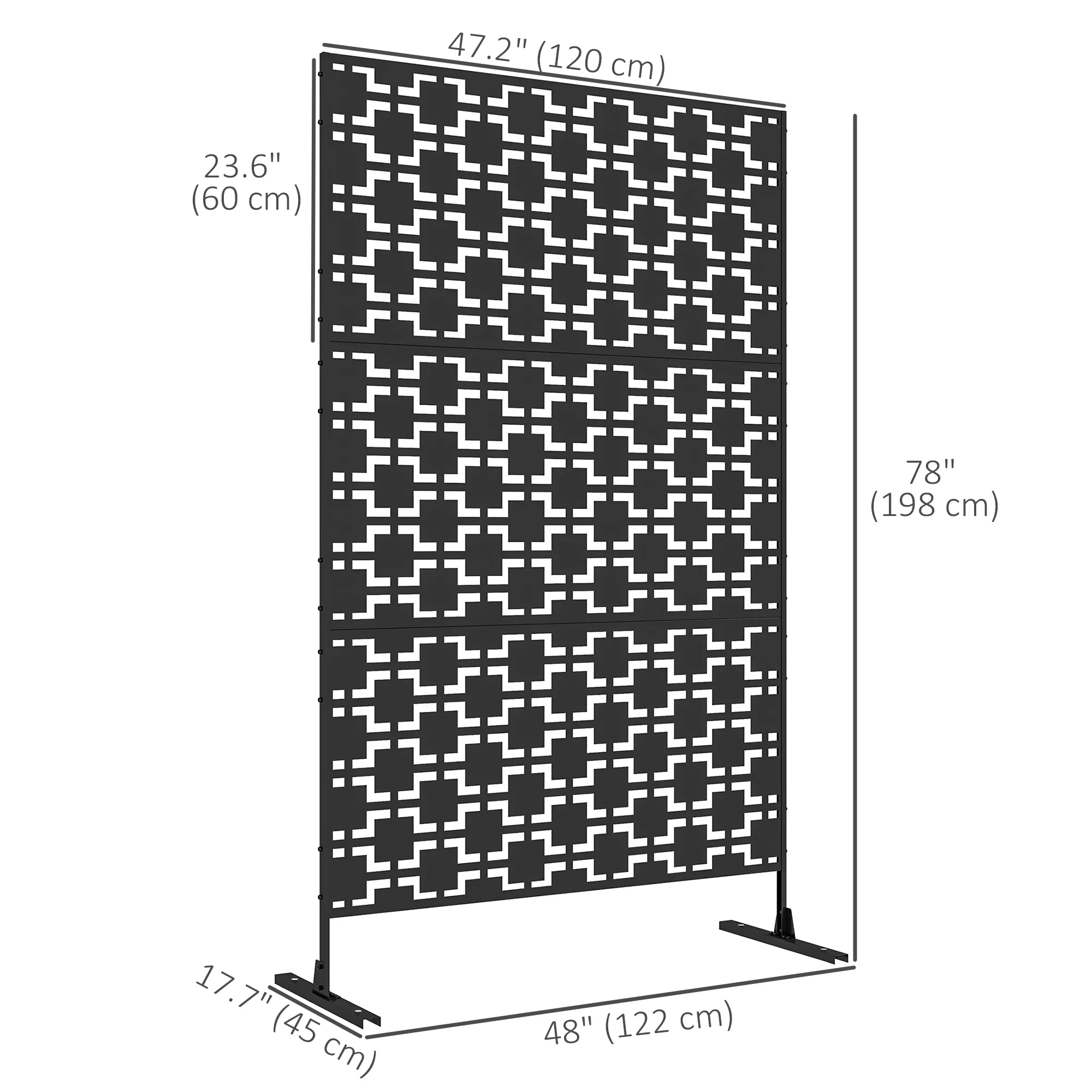 6.5FT Metal Privacy Screen, Grid Style, Outdoor Divider, Black - Image 3
