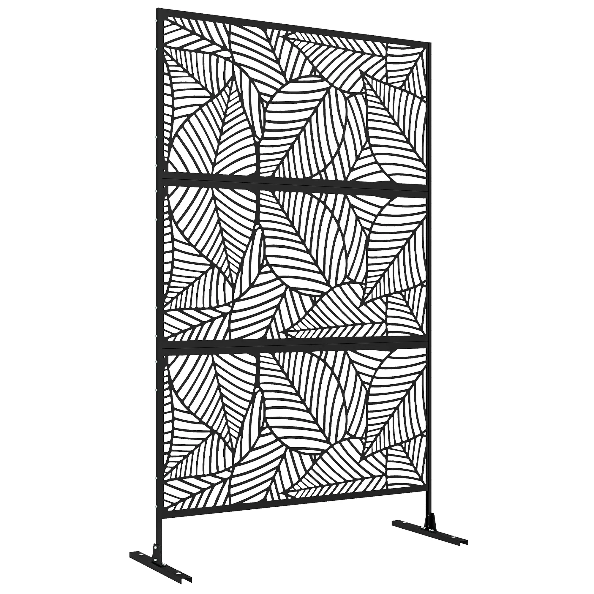 6.5FT Metal Privacy Screen, Large Leaf Style, Black - Image 11