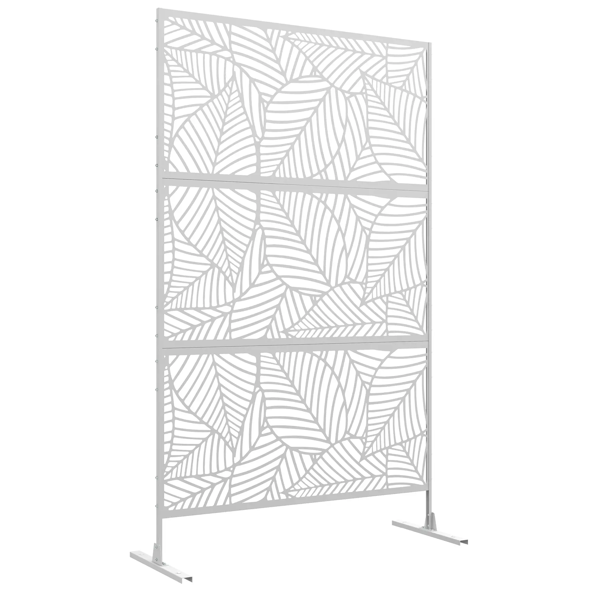 6.5FT Metal Privacy Screen, Large Leaf Style, White - Image 11