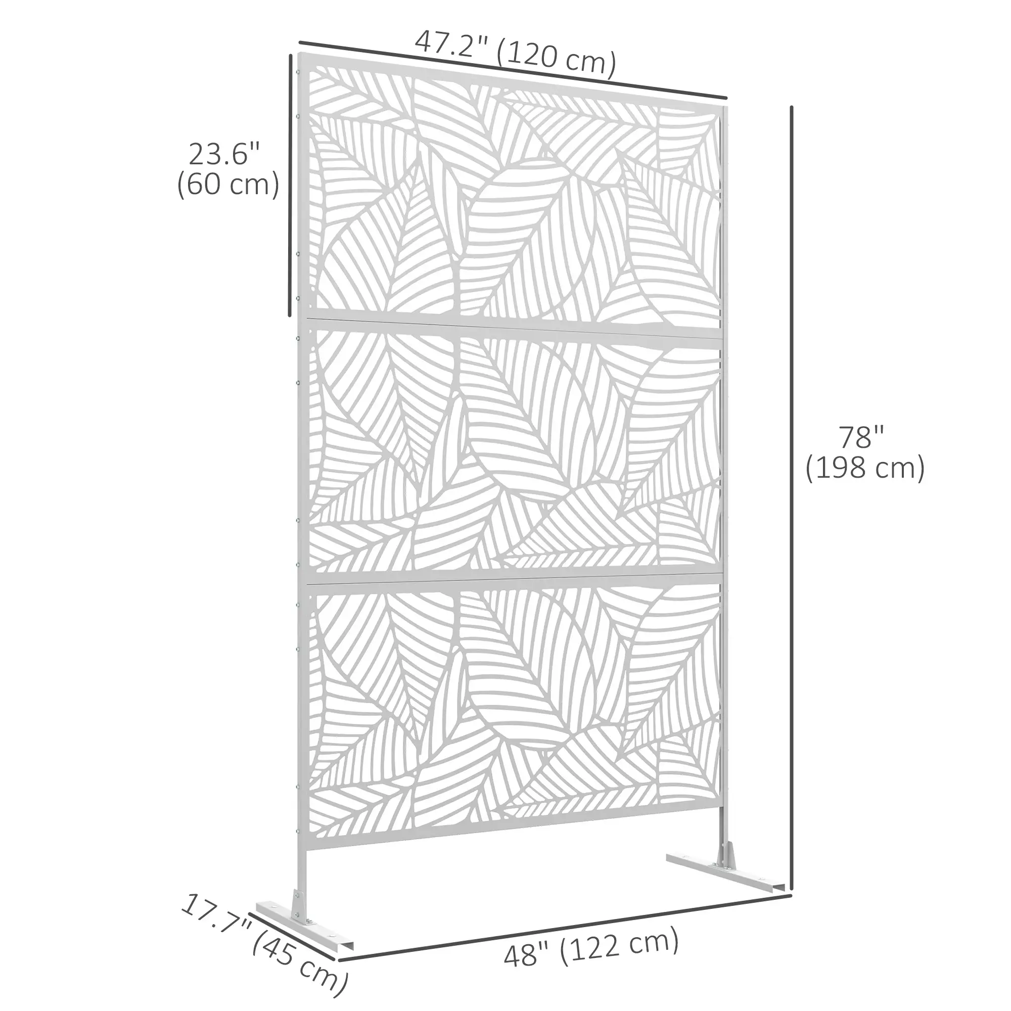 6.5FT Metal Privacy Screen, Large Leaf Style, White - Image 3